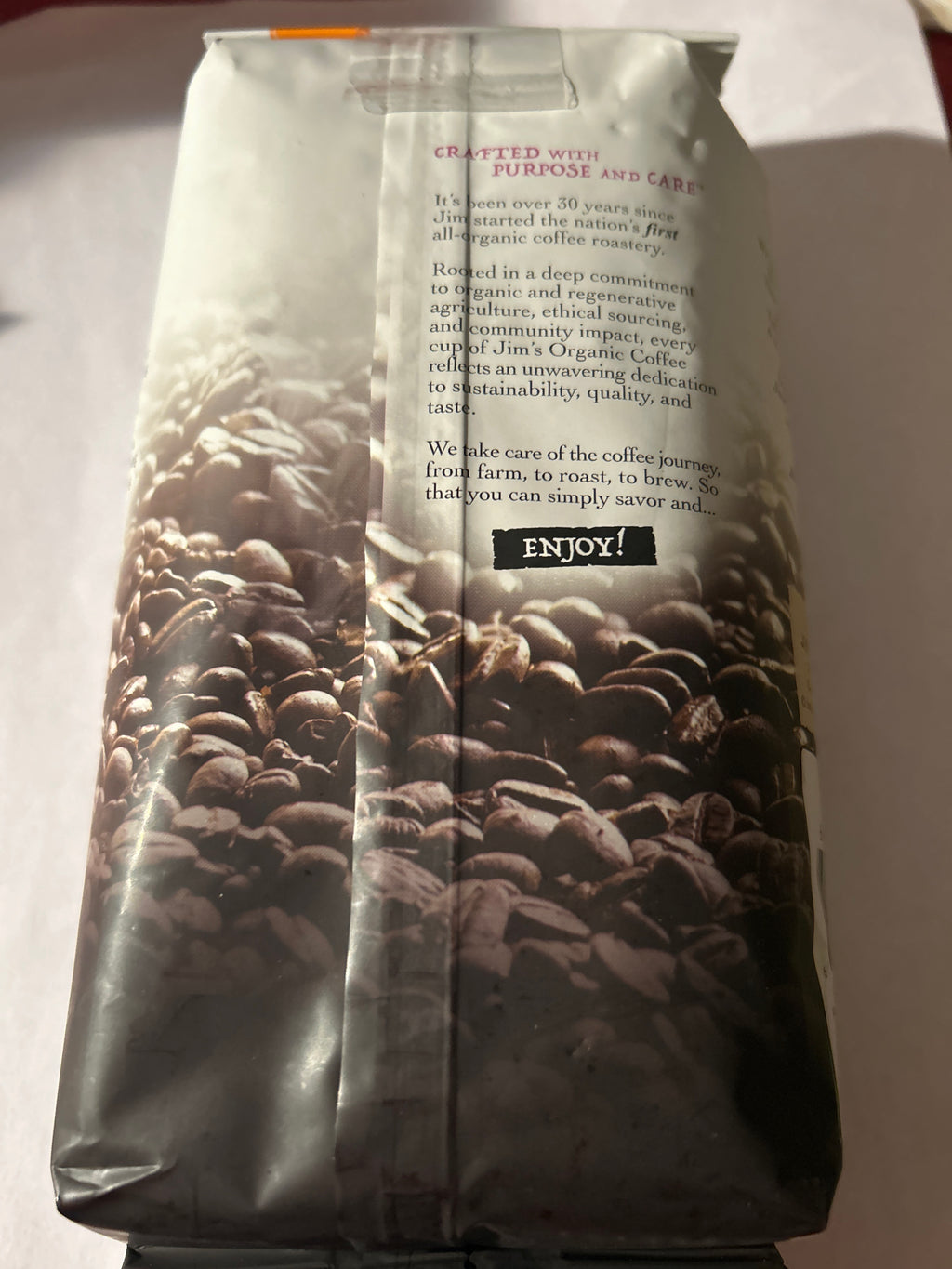 Jim’s Organic Coffee Jo‑Jo’s Java – Whole Bean – Medium/Light Roast – 12 oz (Best By 4/27)