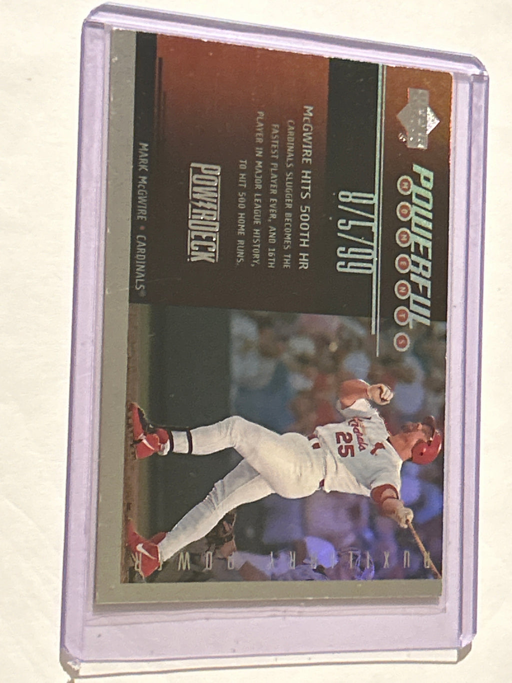 Mark McGwire 1999 Upper Deck PowerDeck “POWERFUL” 500th HR Insert Cardinals