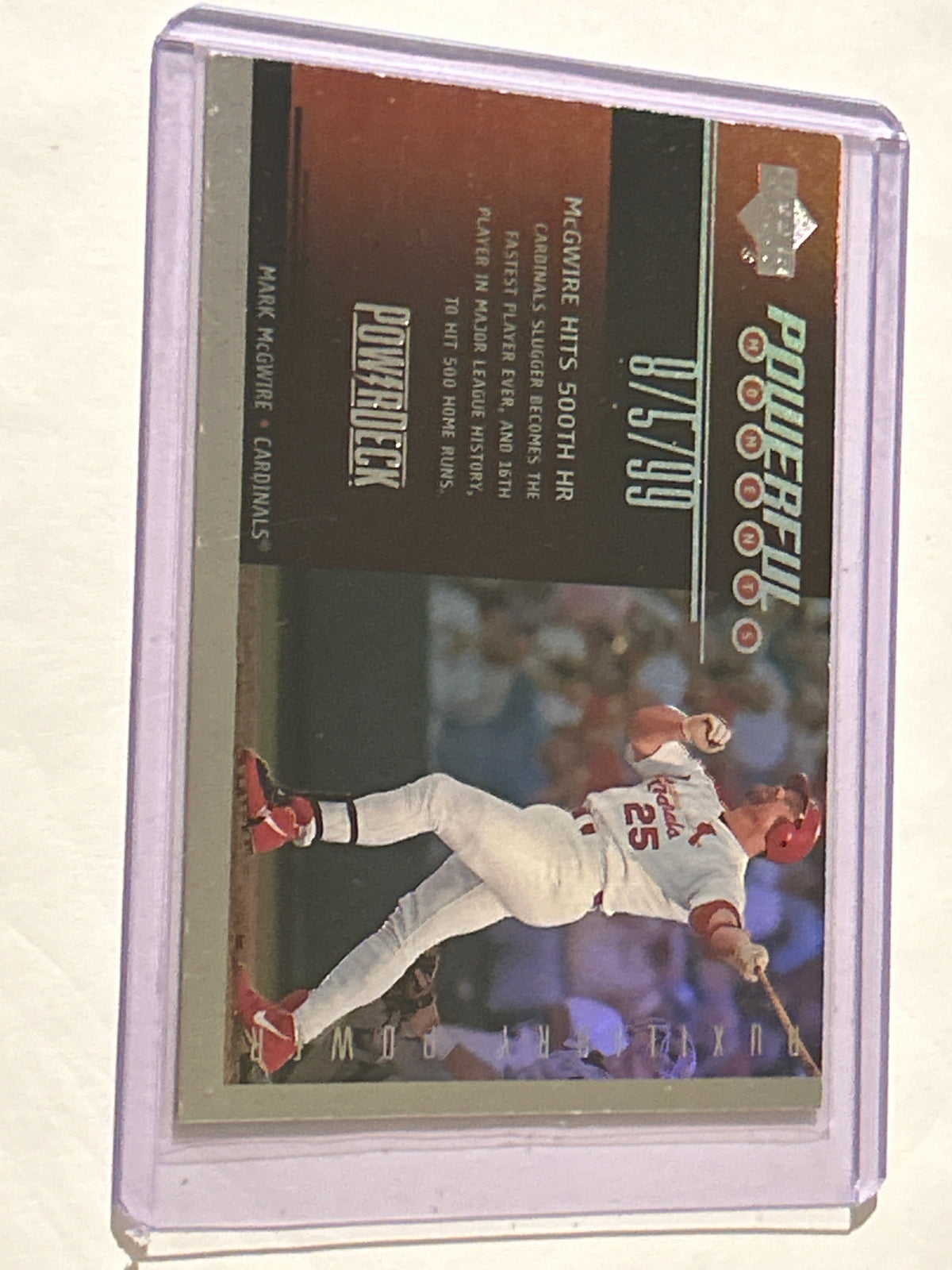 Mark McGwire 1999 Upper Deck PowerDeck “POWERFUL” 500th HR Insert Cardinals