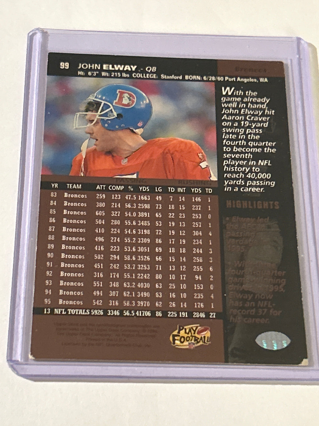 1996 Upper Deck - John Elway #99
