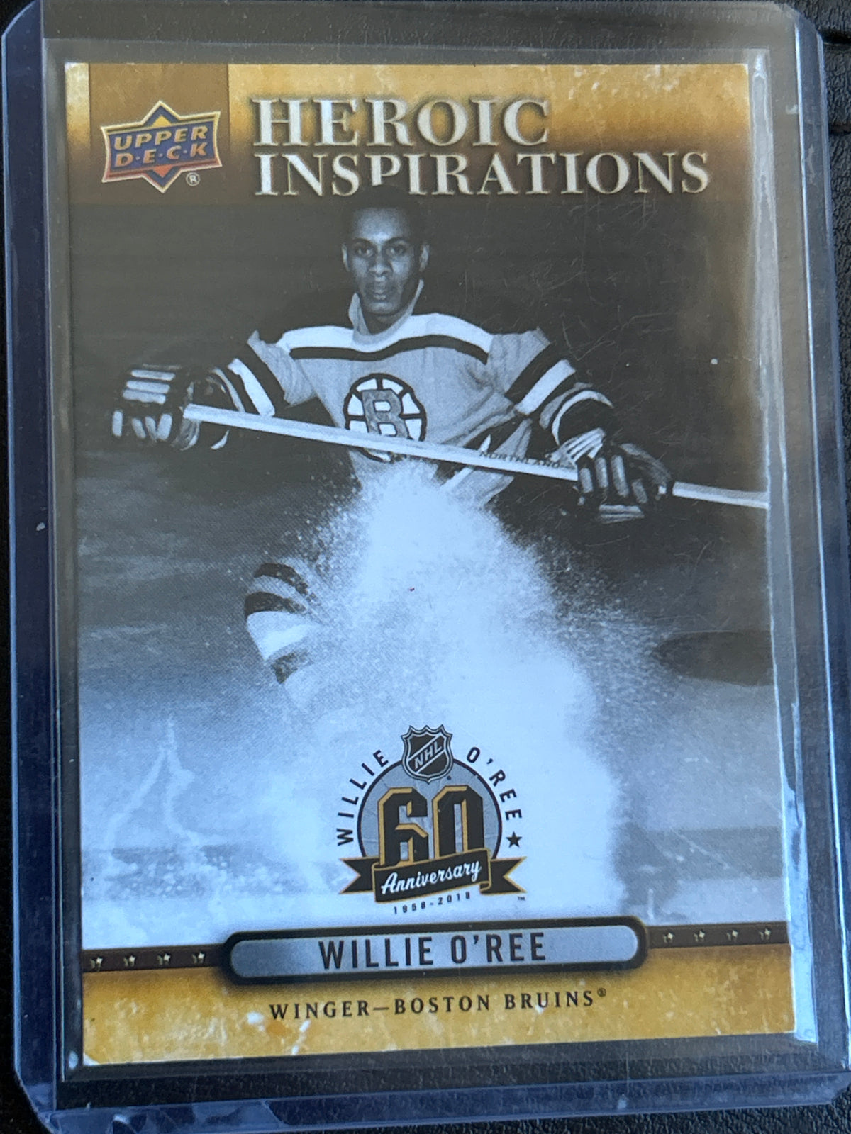 2018 Upper Deck Heroic Inspirations Willie O'Ree Promo Card 60th Anniversary Boston Bruins HOF