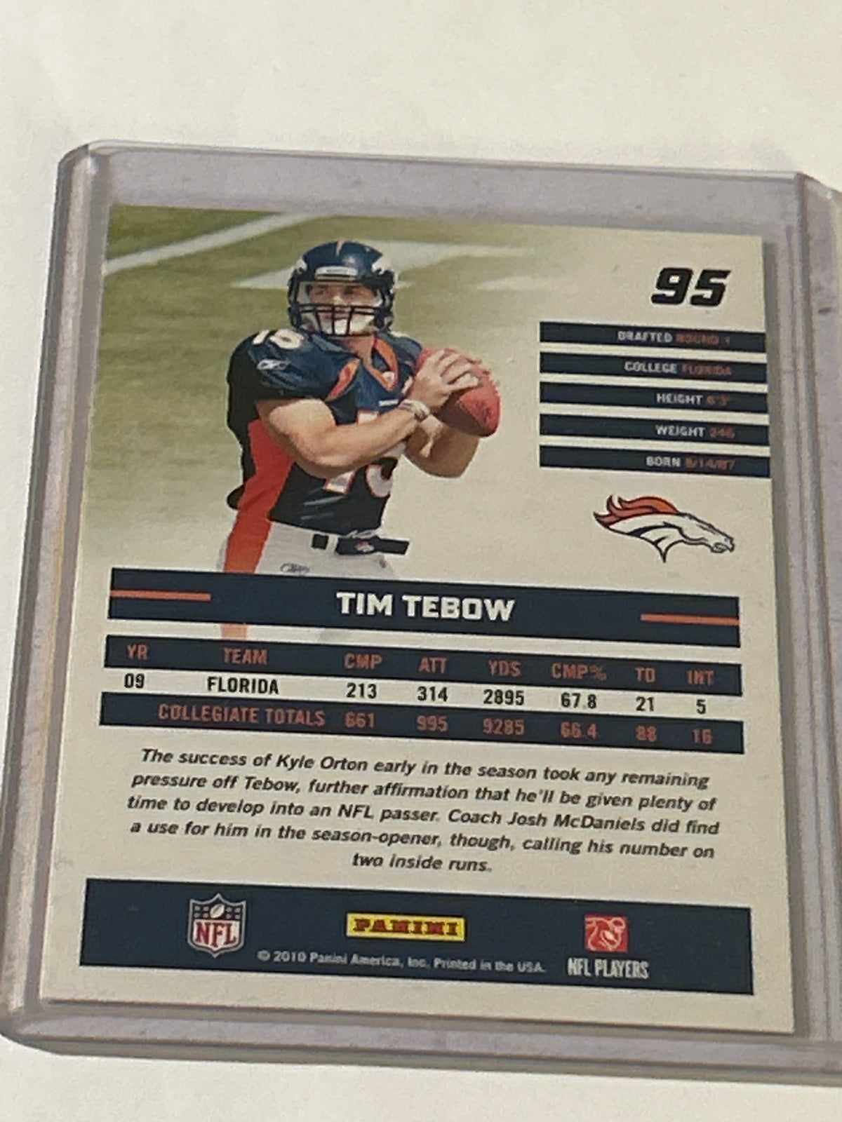 2010 Donruss Rated Rookie - Tim Tebow #95 (RC)