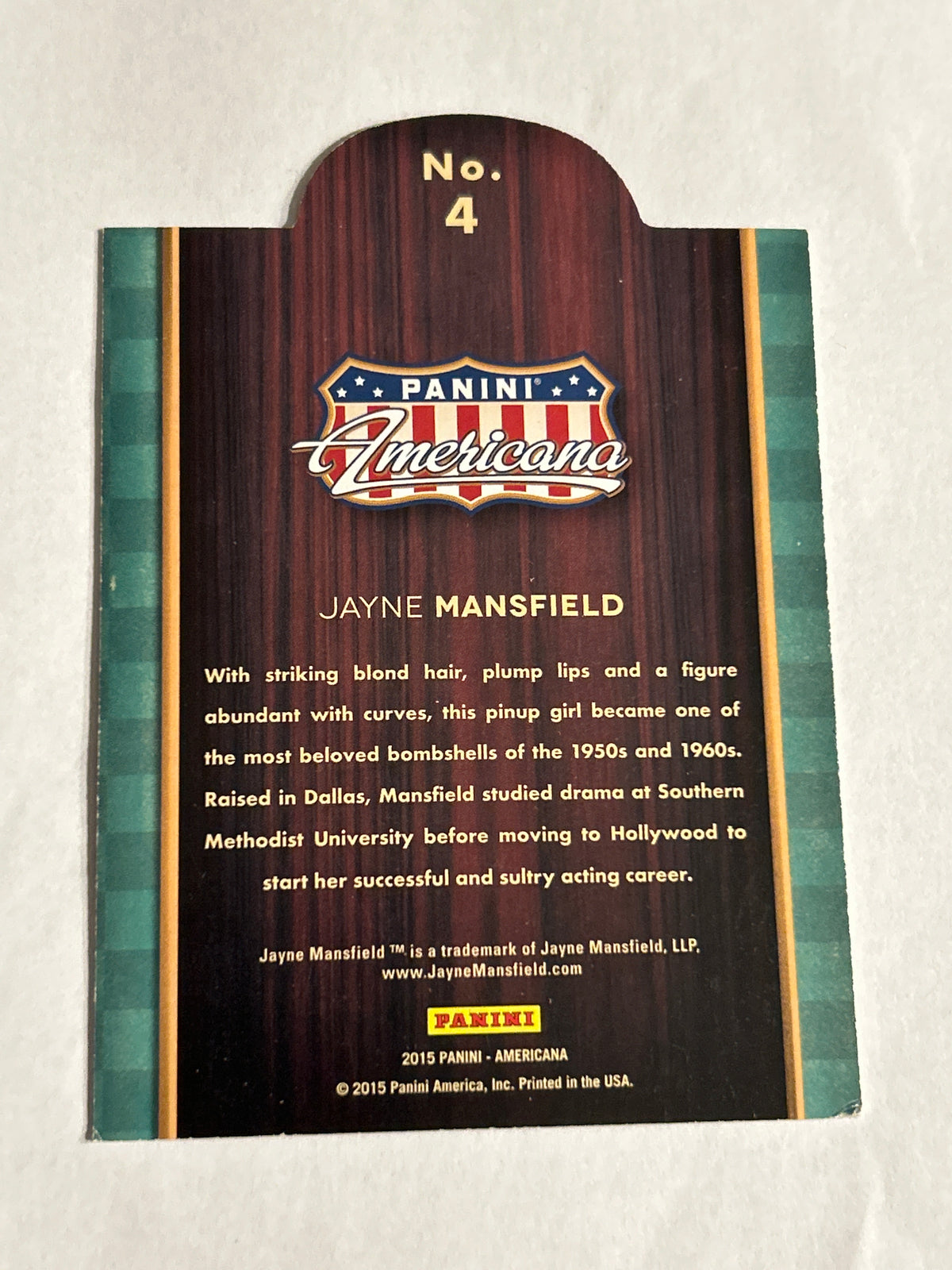 Panini Americana Jayne Mansfield “On the Tube” Card#4