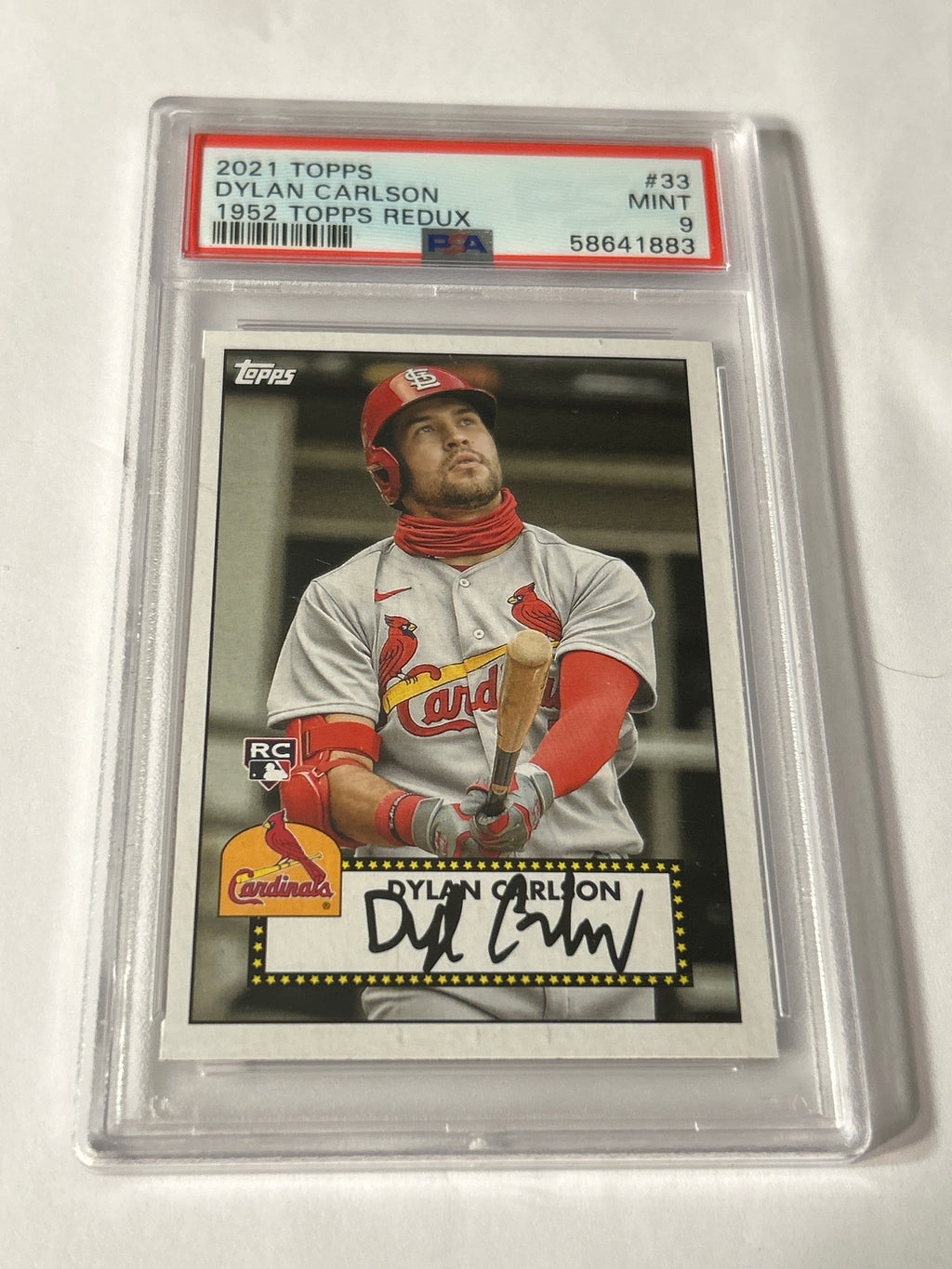 2021 Topps – 1952 Topps Redux Dylan Carlson #T52‑33 (RC) – PSA 9