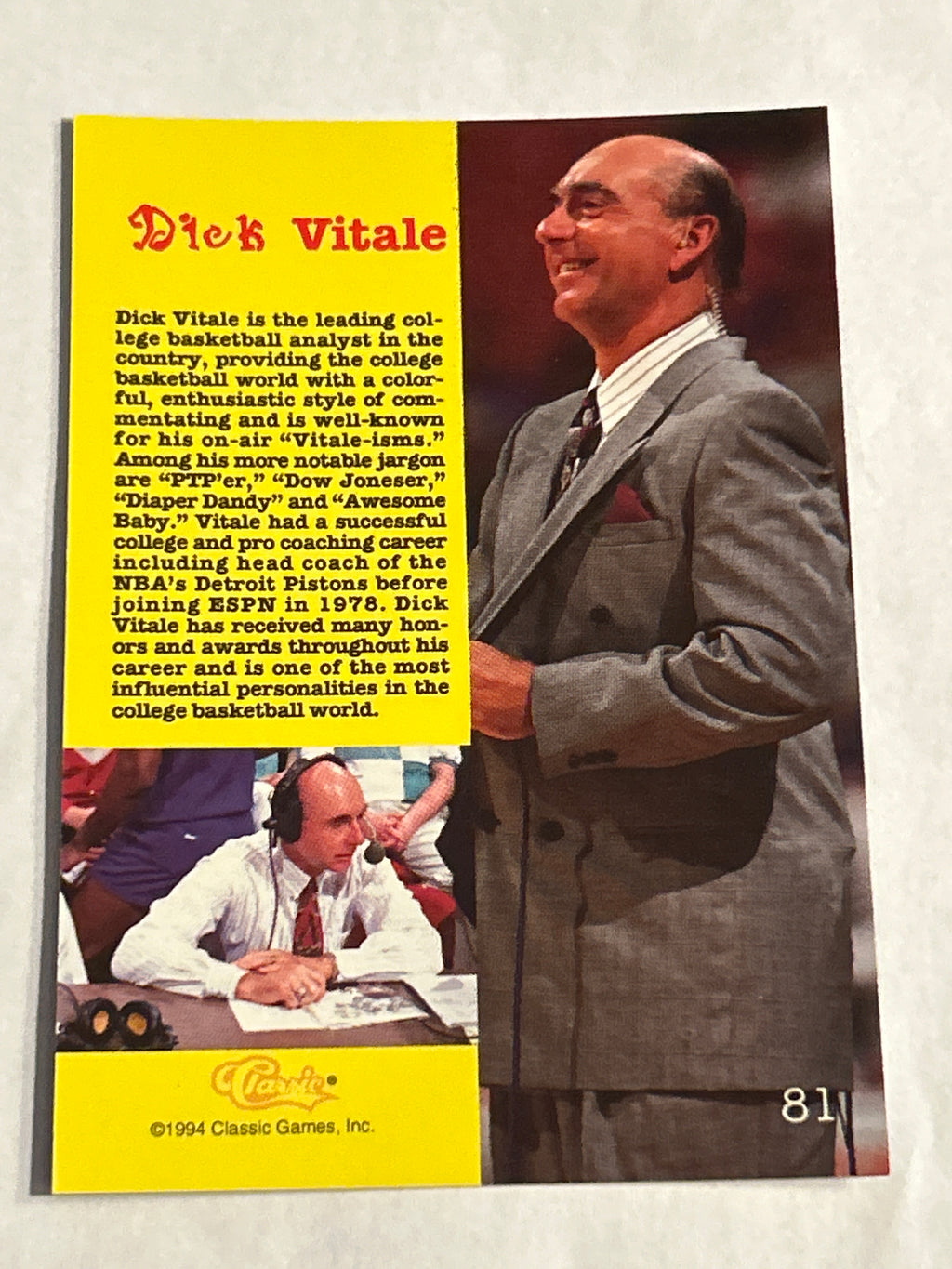 94 Classic - Dick Vitale #81 (RC)