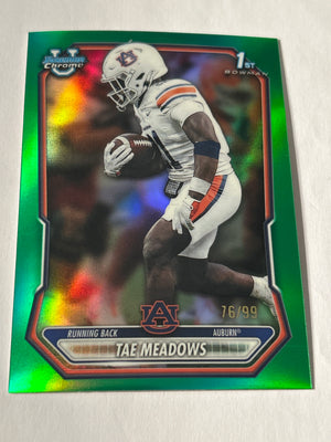 Bowman U Chrome Tae Meadows 1st Bowman Green Refractor 76/99 Auburn Tigers