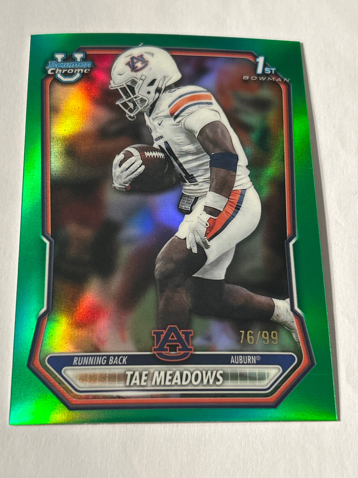 Bowman U Chrome Tae Meadows 1st Bowman Green Refractor 76/99 Auburn Tigers