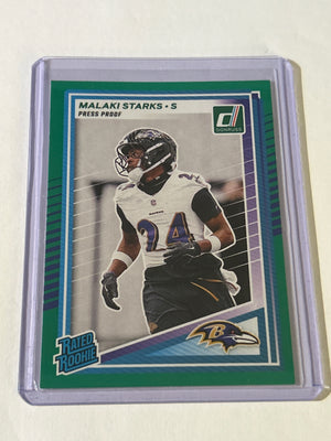 2025 Panini Donruss - Rated Rookie Malaki Starks #346 Press Proof Green (RC)