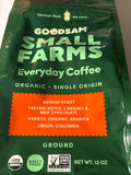 GoodSam Small Farms Everyday Coffee – Medium Roast – Ground – Organic Arabica – 12 oz (Best By 3/27)