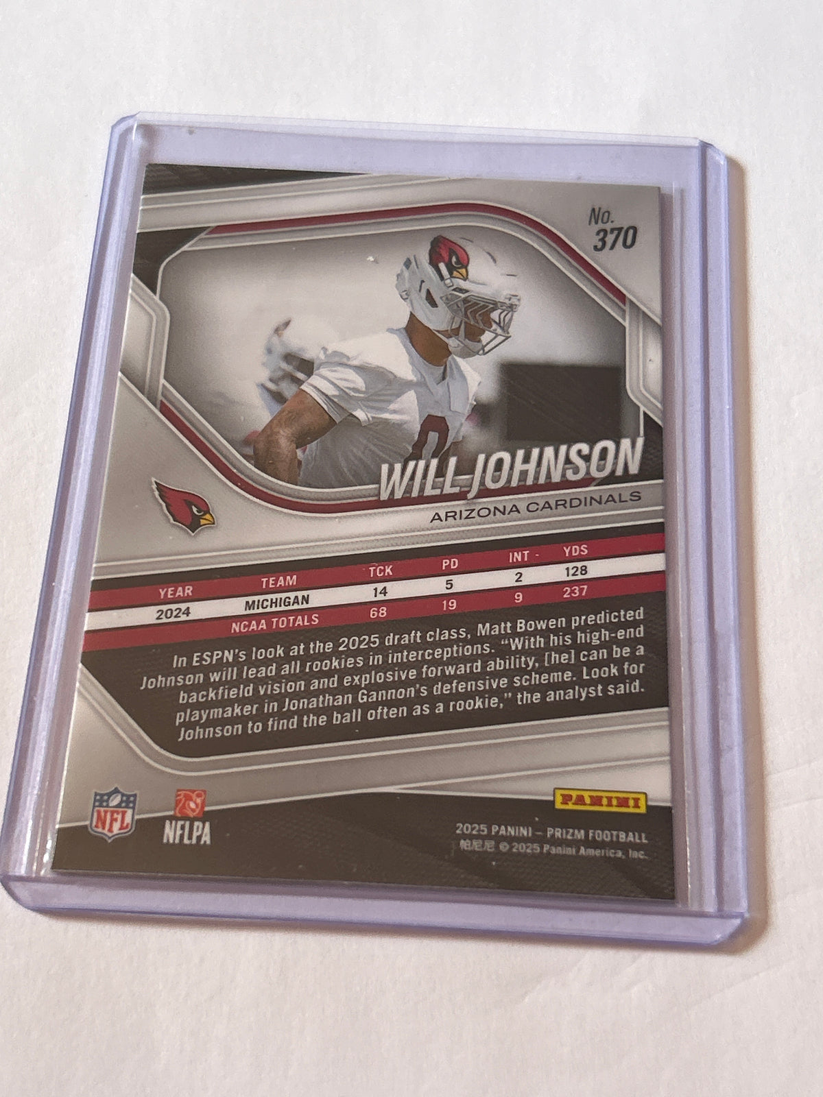 2025 Panini Prizm - Rookies Will Johnson #370 (RC)