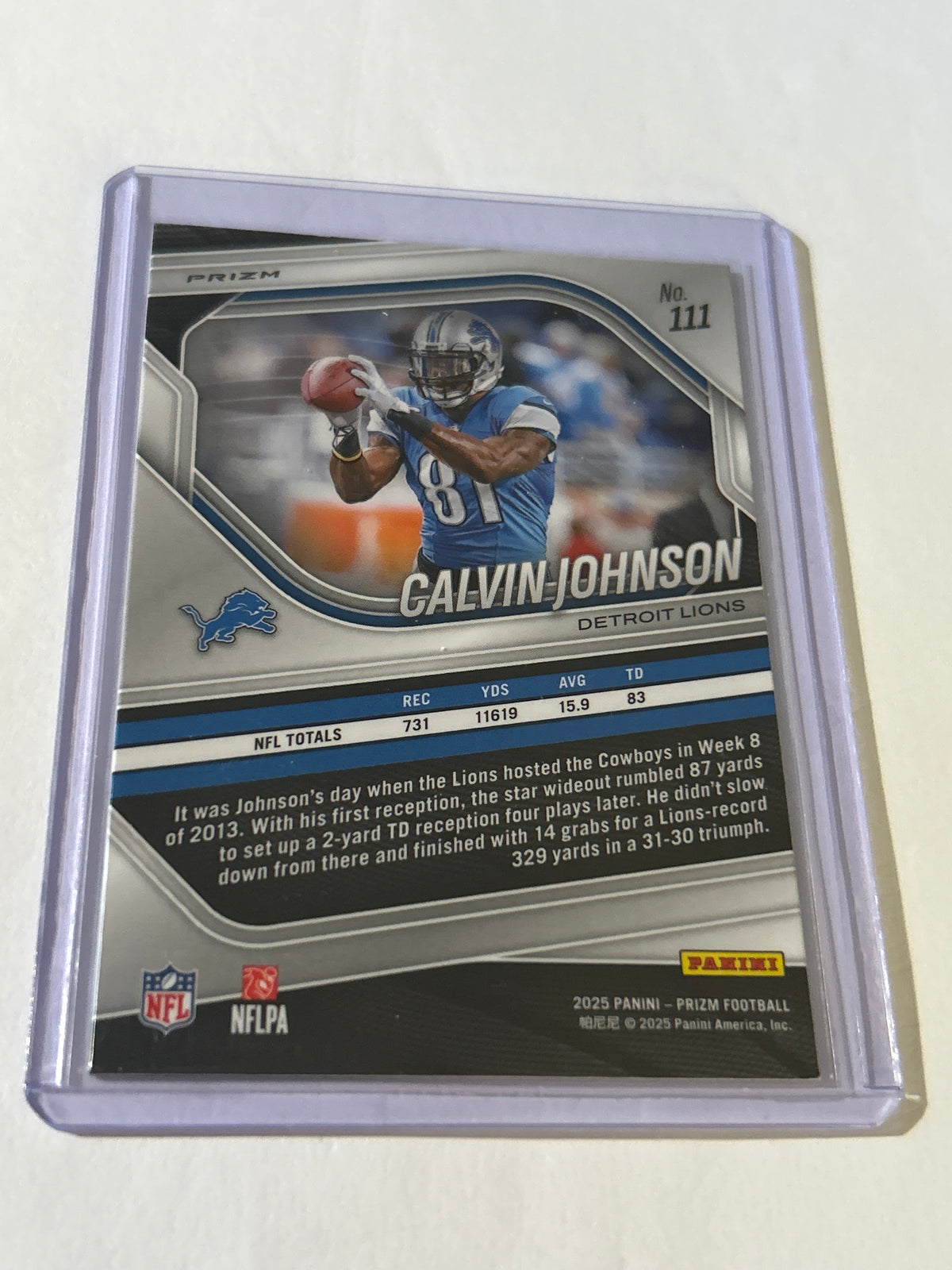 2025 Panini Prizm - Calvin Johnson #111 White Disco Prizm