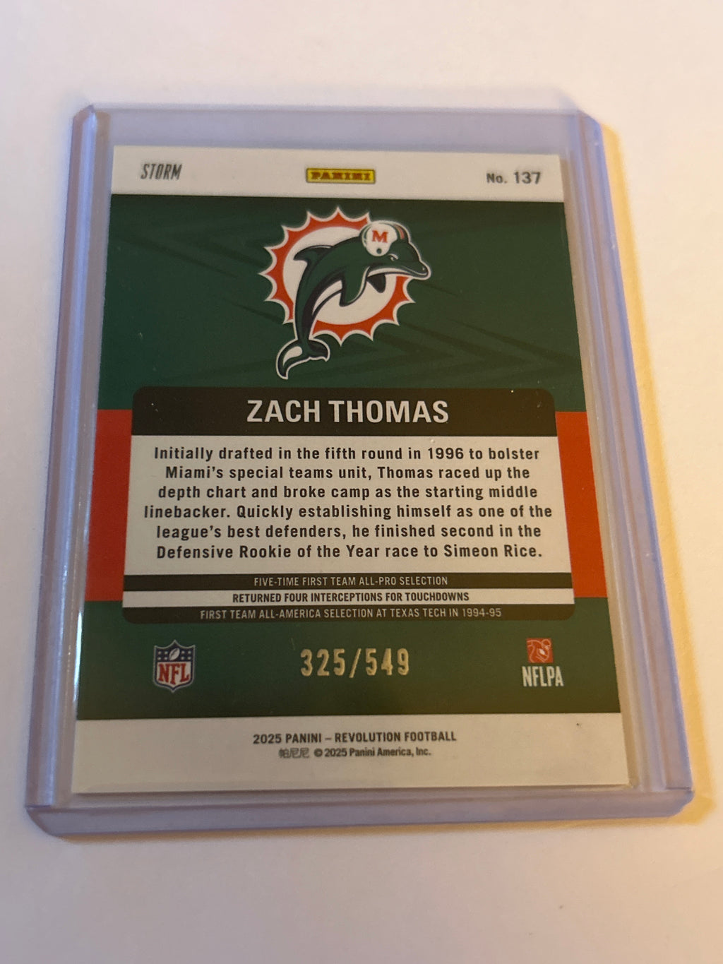 2025 Panini Revolution - Zach Thomas #137 Blue Storm 325 /549