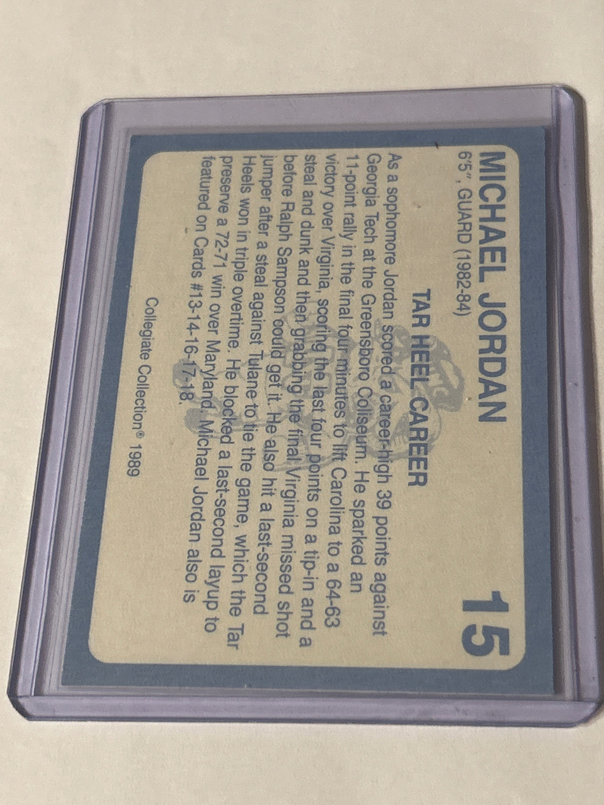 1989‑90 Collegiate Collection / Coca‑Cola North Carolina’s Finest – Michael Jordan #15