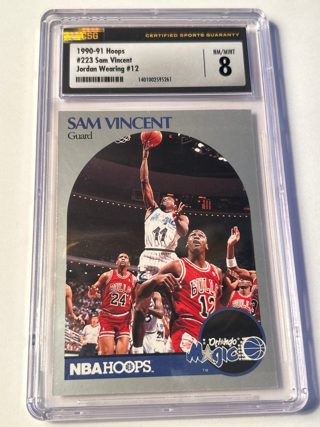1990-91 NBA Hoops #223 Sam Vincent Michael Jordan Wearing #12 CSG 8 NM/MINT