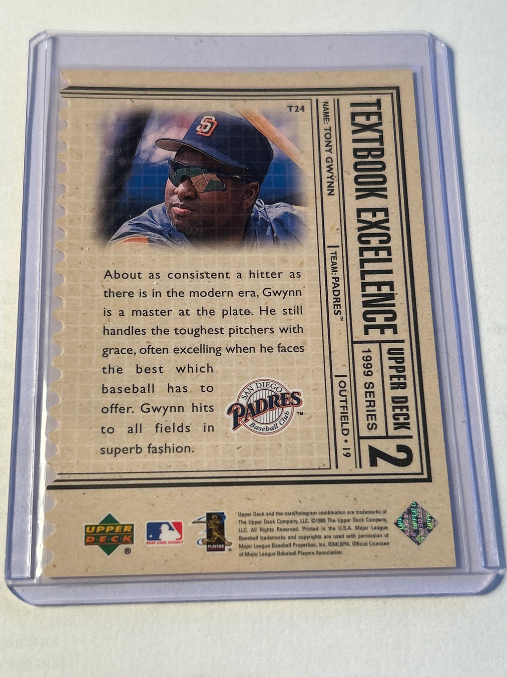 1999 Upper Deck Textbook Excellence Tony Gwynn #T24 Die Cut 0601/2000 San Diego Padres HOF