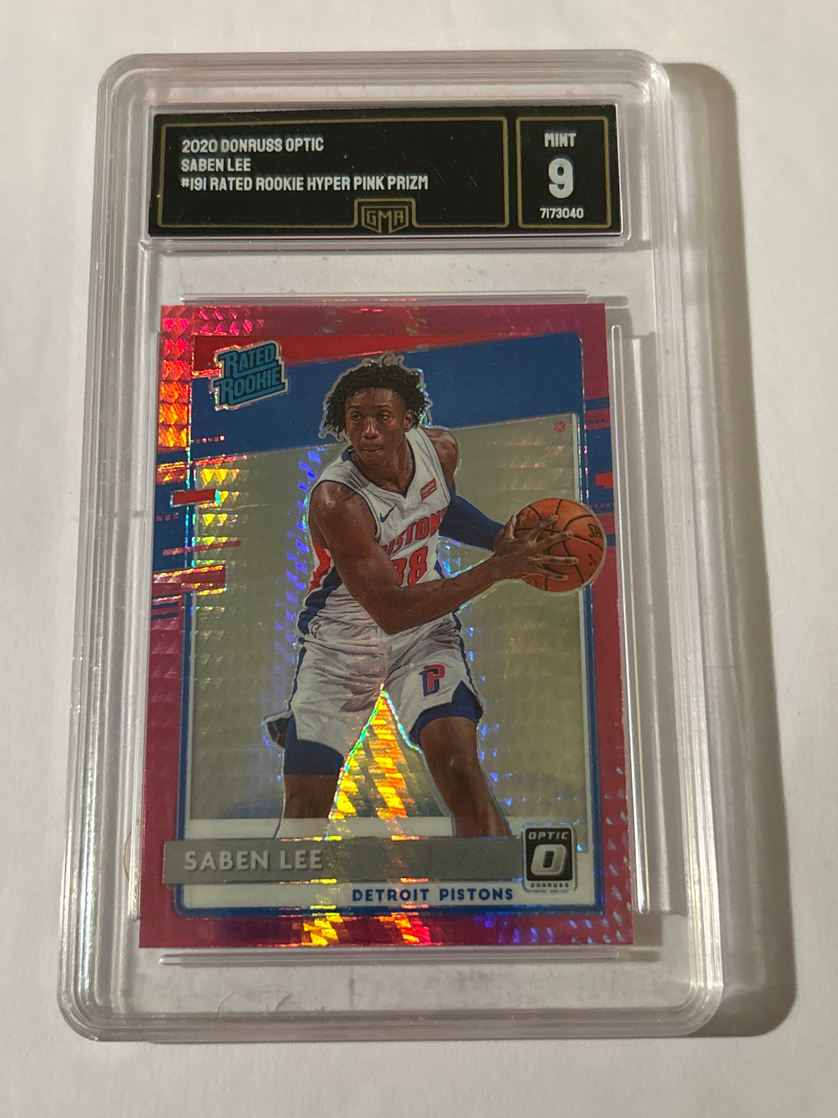 2020 Donruss Optic Saben Lee Hyper Pink Prism #191 (RC) GMA 9