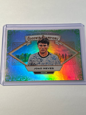 2025 Upper Deck Goodwin Champions #81 Joao Neves Neon Green Rainbow Foil Soccer Portugal PSG