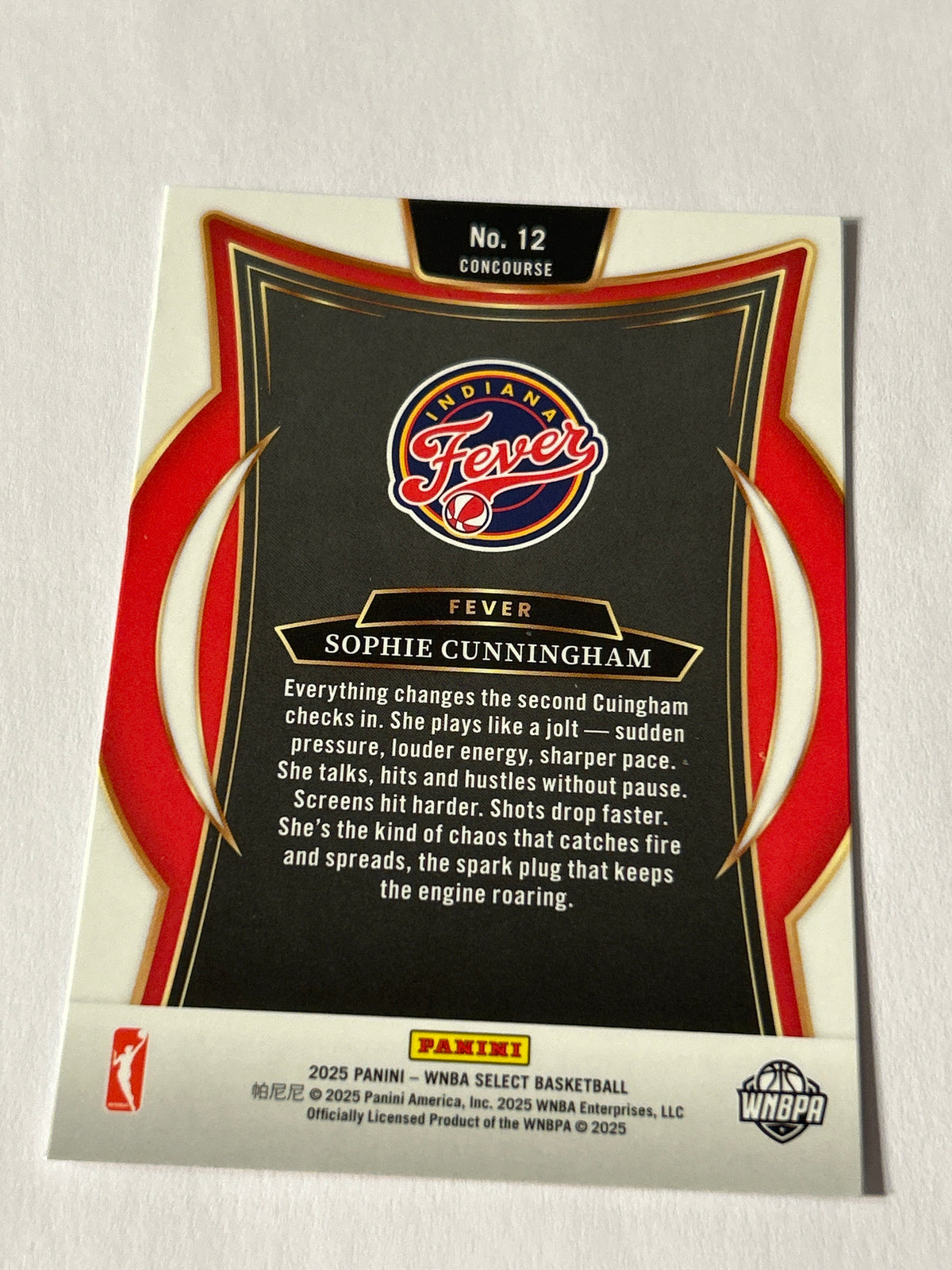 2025 Panini Select WNBA Sophie Cunningham Concourse #12 Indiana Fever