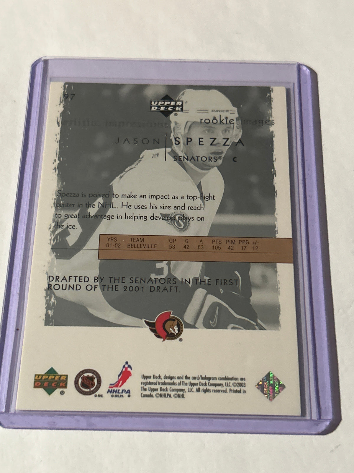 2002-03 Upper Deck Artistic Impressions - Rookie Images Jason Spezza #97 (RC)