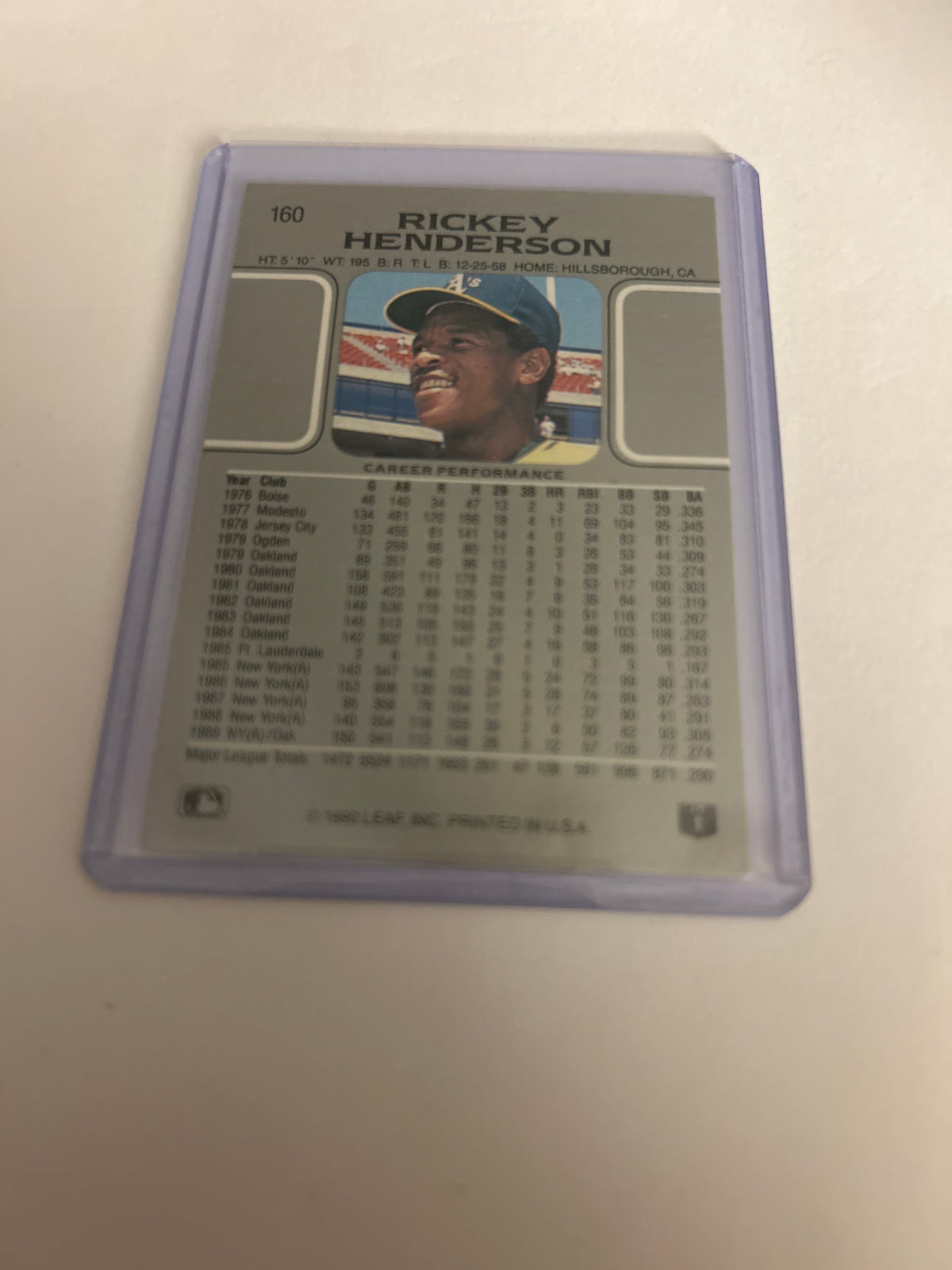 1990 Leaf - Rickey Henderson #160