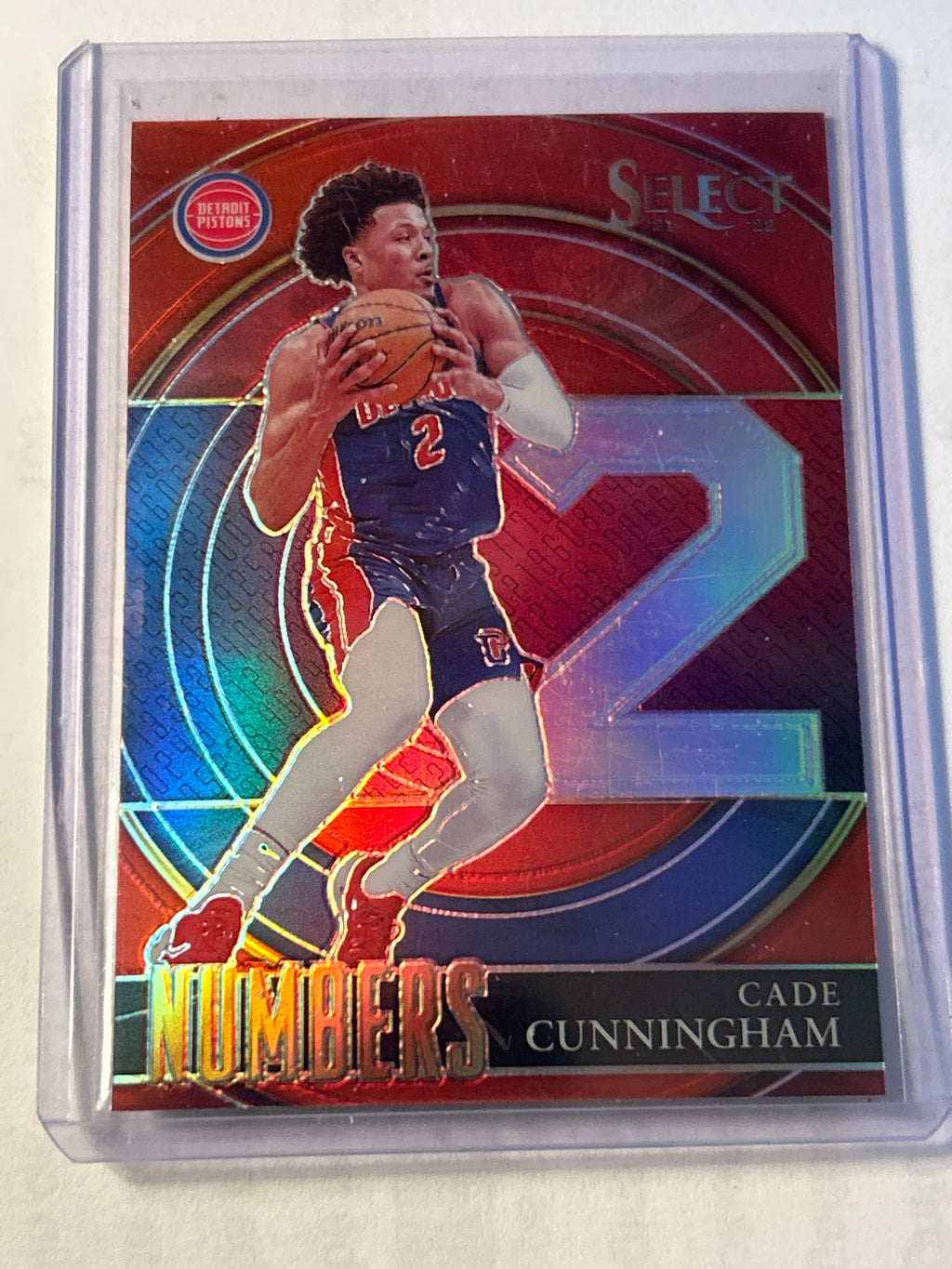 Panini Select Numbers Cade Cunningham Red Prizm RC Pistons