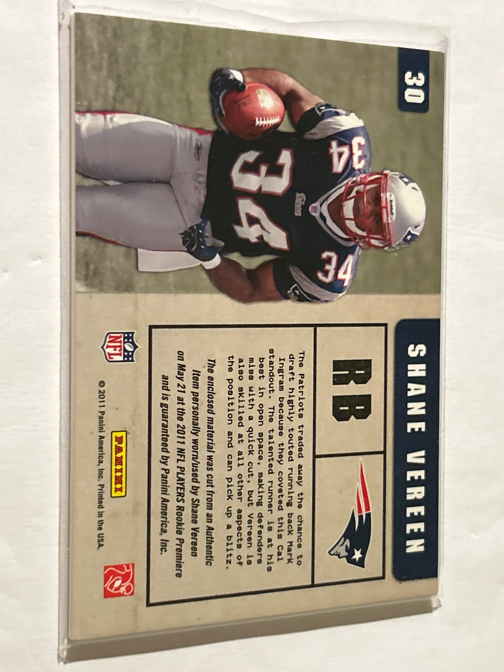 2011 Panini Absolute Memorabilia - War Room Shane Vereen #30 Materials (MEM) (RC)