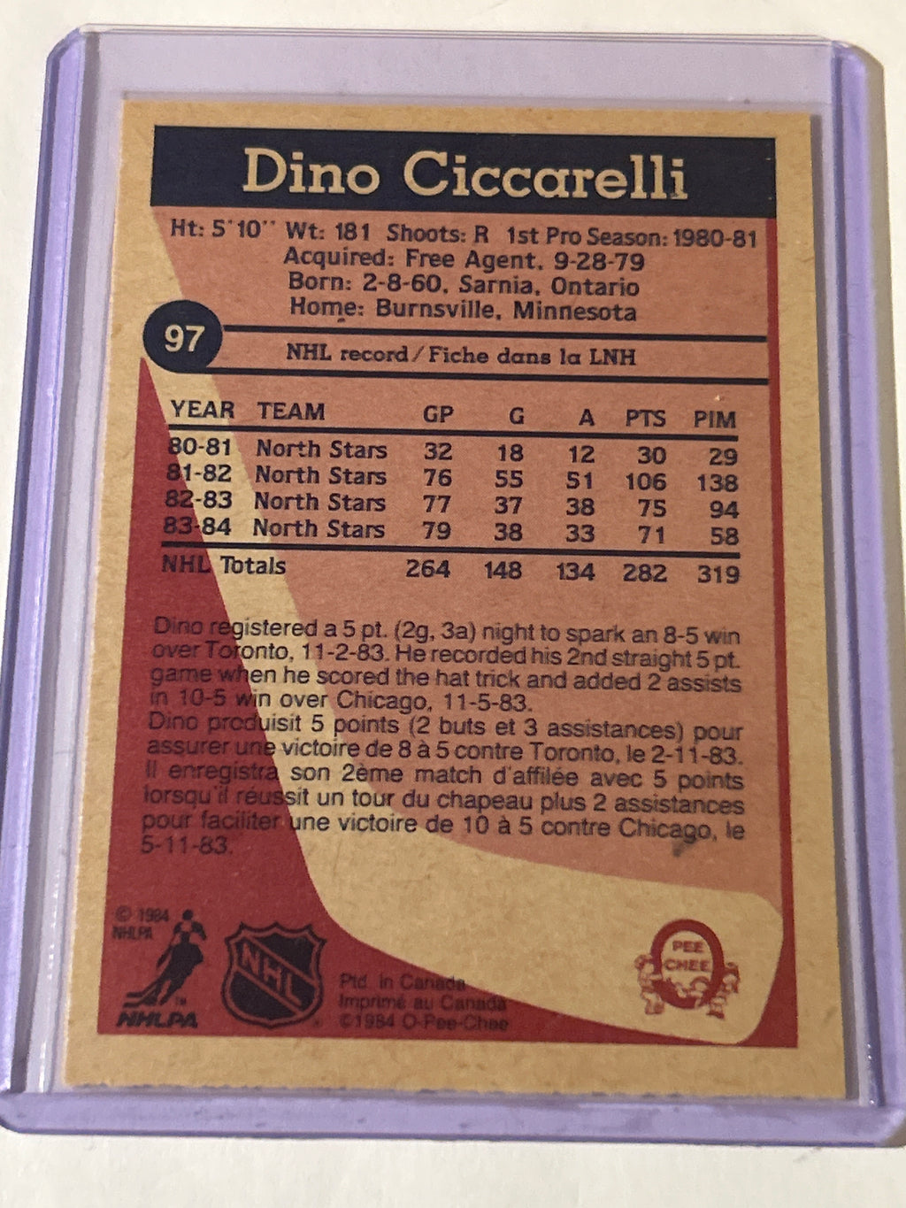 1984-85 O-Pee-Chee - Dino Ciccarelli #97