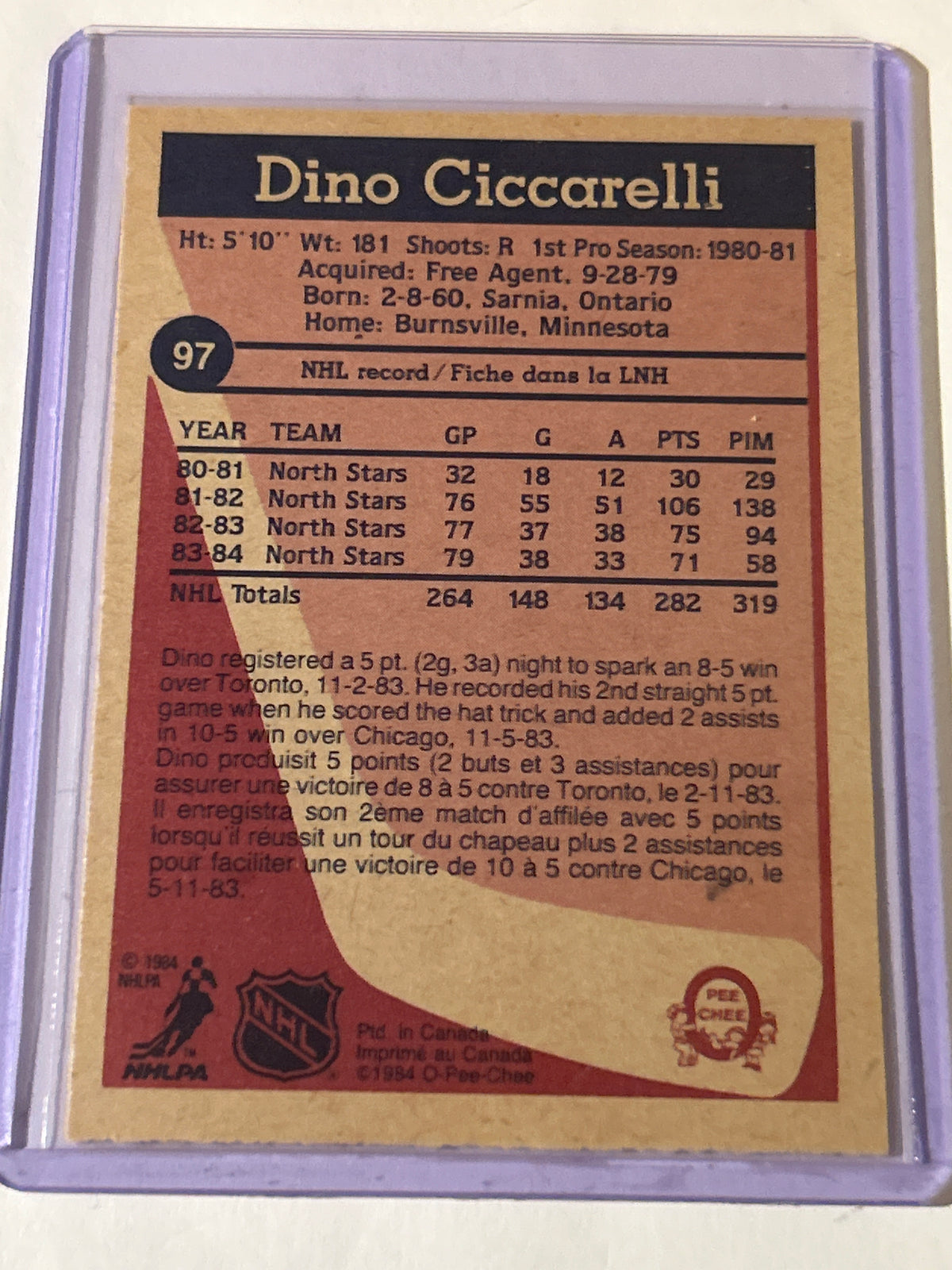 1984-85 O-Pee-Chee - Dino Ciccarelli #97