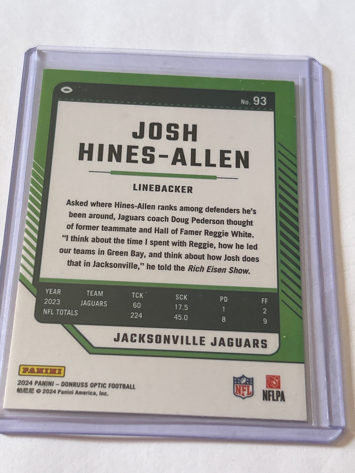2024 Panini Donruss Optic - Josh Hines-Allen #93 Holo Prizm