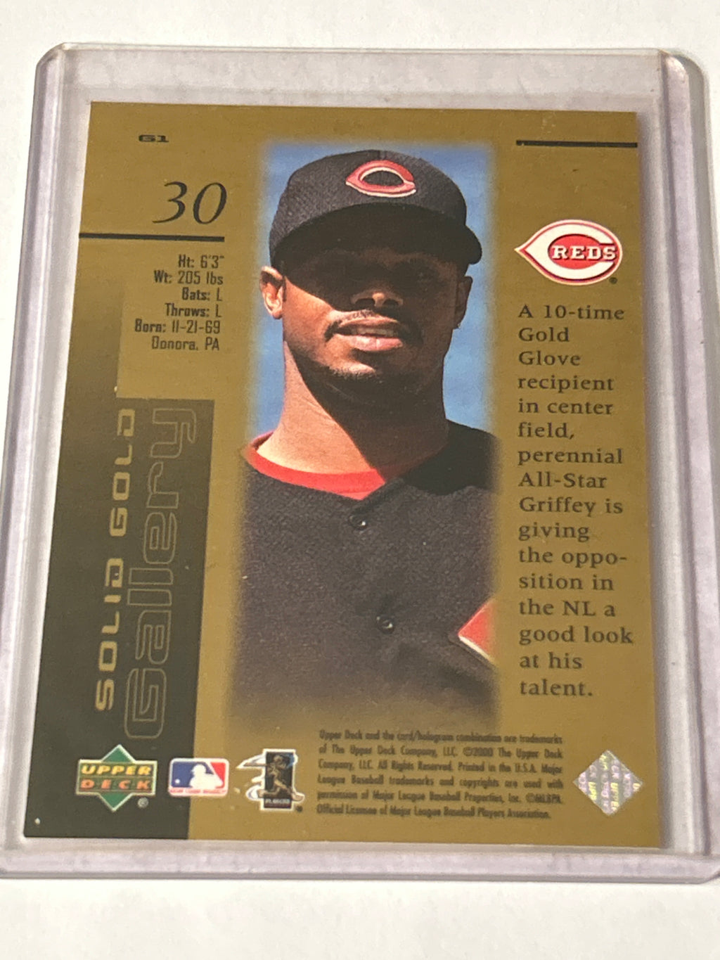 2000 Upper Deck Gold Reserve - Solid Gold Gallery- Ken Griffey Jr.- #G1