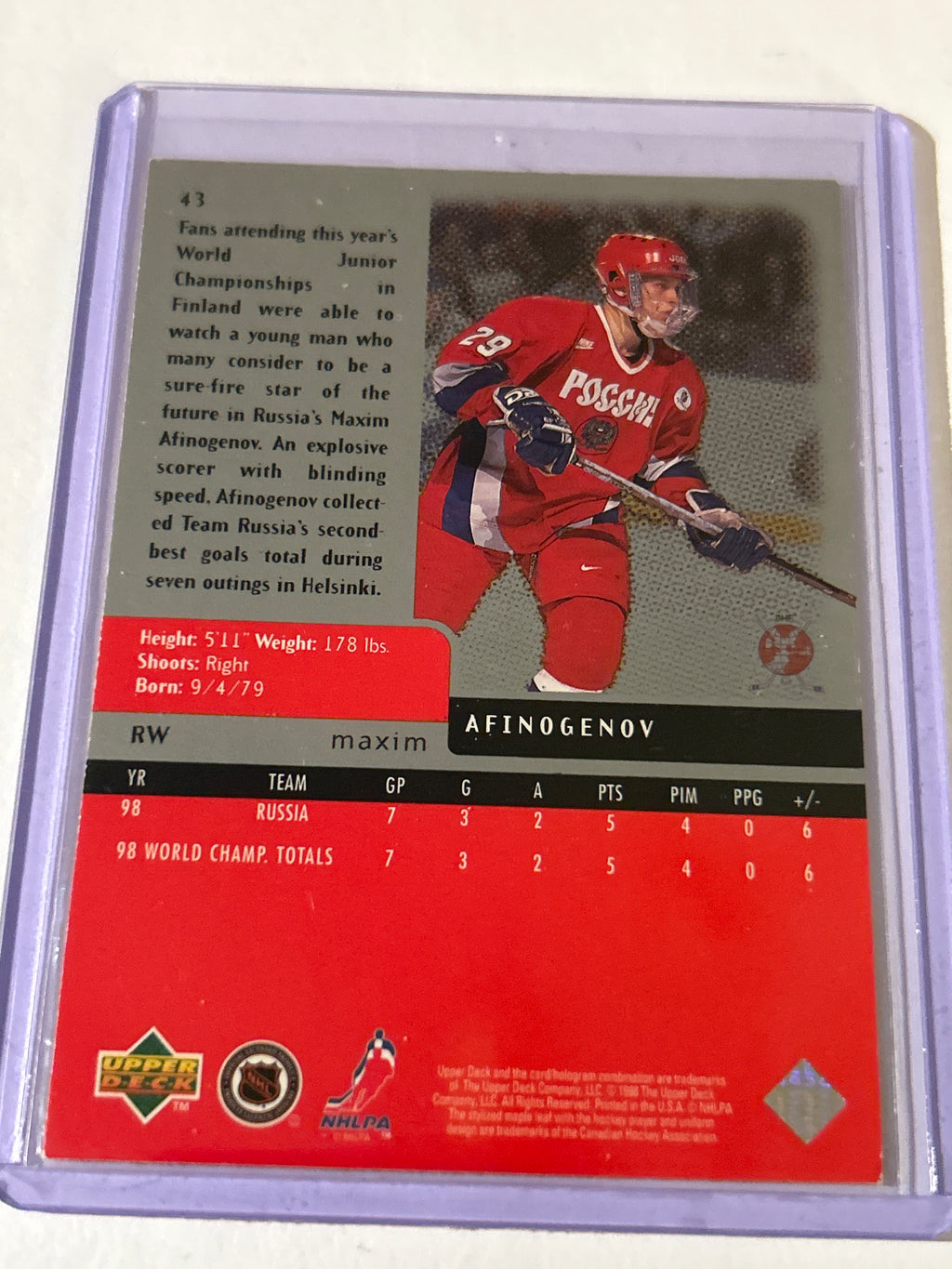 1997-98 Upper Deck Black Diamond - Maxim Afinogenov #43 Double Diamond (RC)
