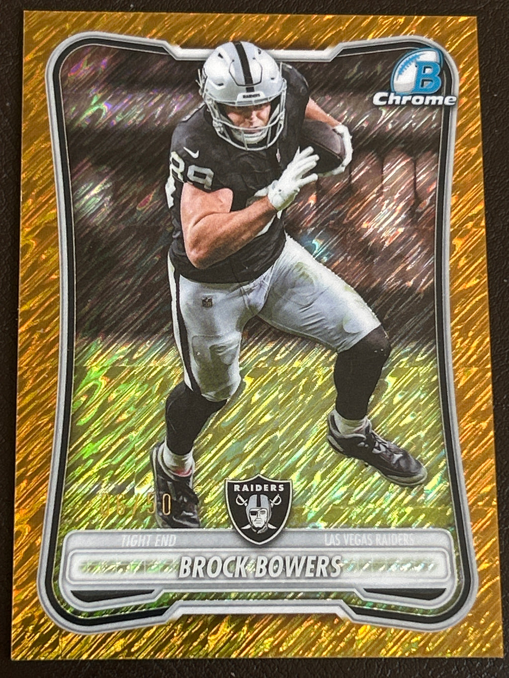 2026 Bowman Chrome Brock Bowers #BCV-39 Gold Refractor 06/50 Las Vegas Raiders TE