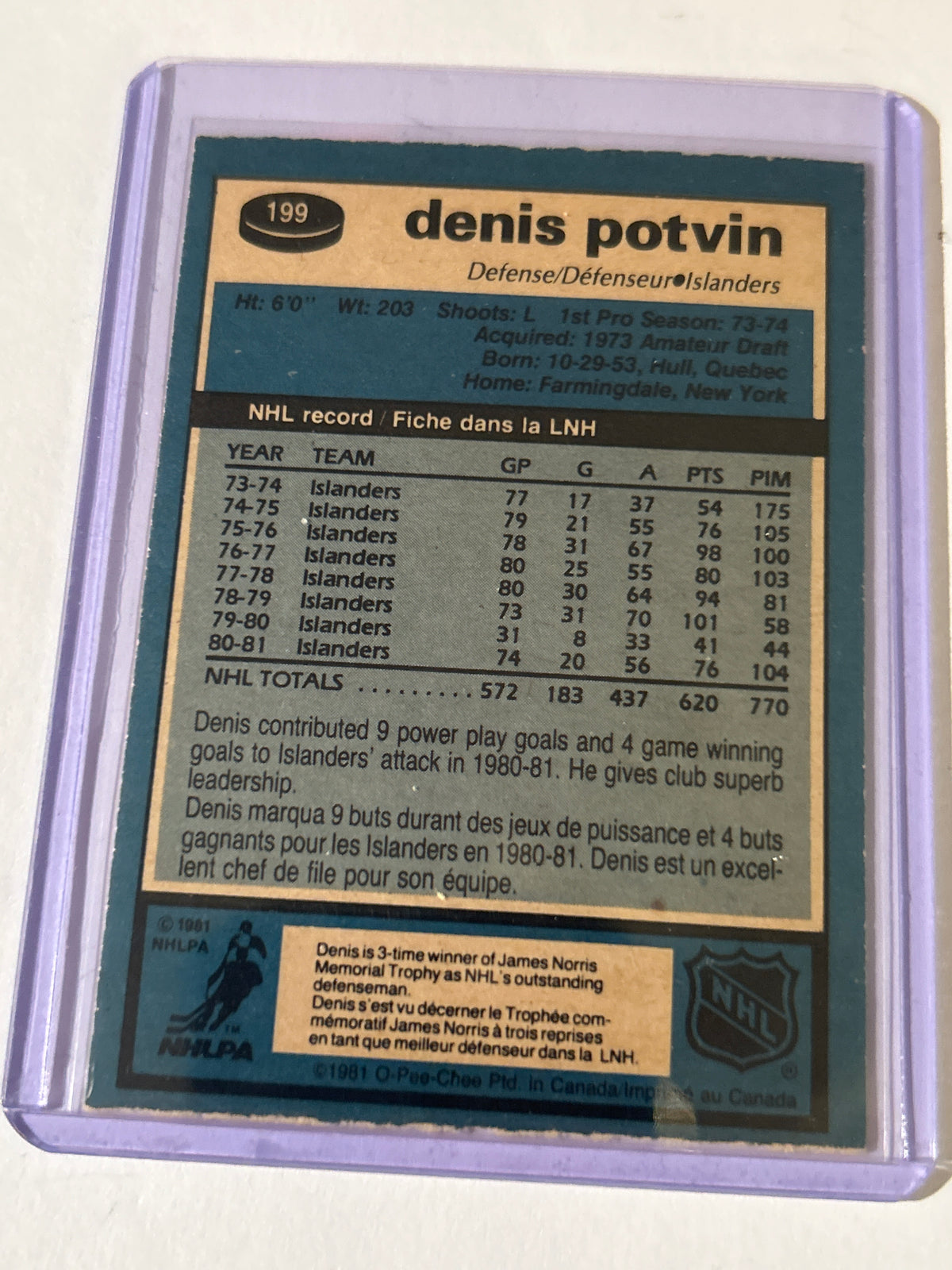 1981-82 O-Pee-Chee - Denis Potvin #199