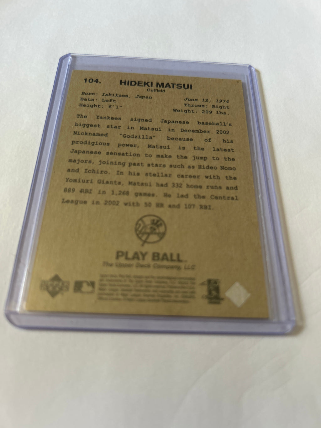 2003 Upper Deck Play Ball - Hideki Matsui #104 RC