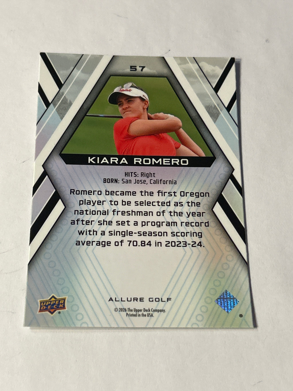 2026 Upper Deck Allure Golf Kiara Romero Rookie Card (RC)