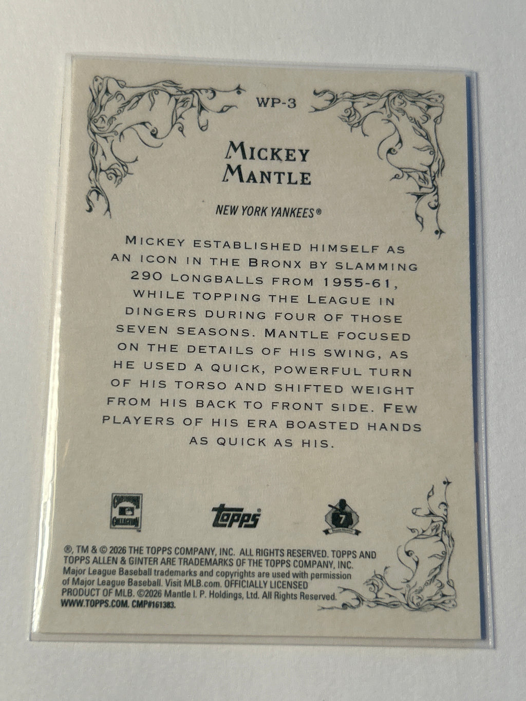 2026 Topps Allen & Ginter Mickey Mantle Wicked Power Insert New York Yankees