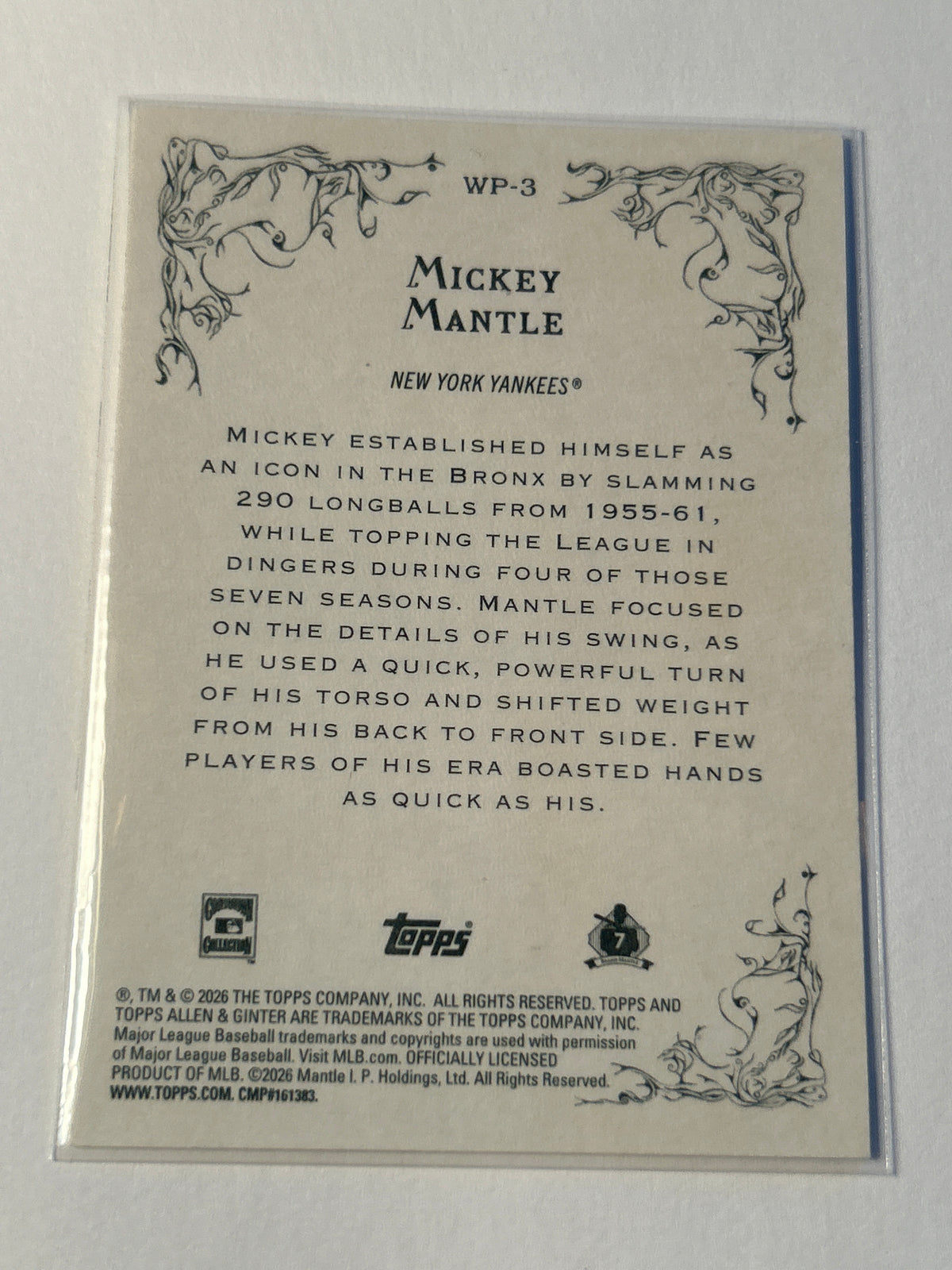 2026 Topps Allen & Ginter Mickey Mantle Wicked Power Insert New York Yankees