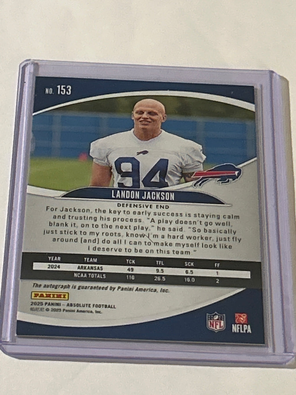 2025 Panini Absolute - Rookies Landon Jackson #153 Signatures (AU, RC)
