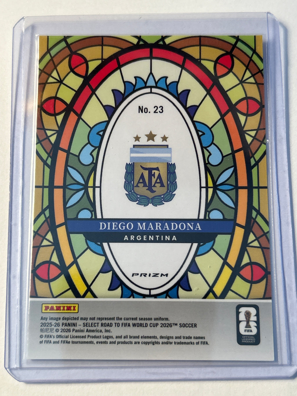 2025/26 Panini Select Road to FIFA World Cup 2026: Stained Glass Diego Maradona (Case Hit)