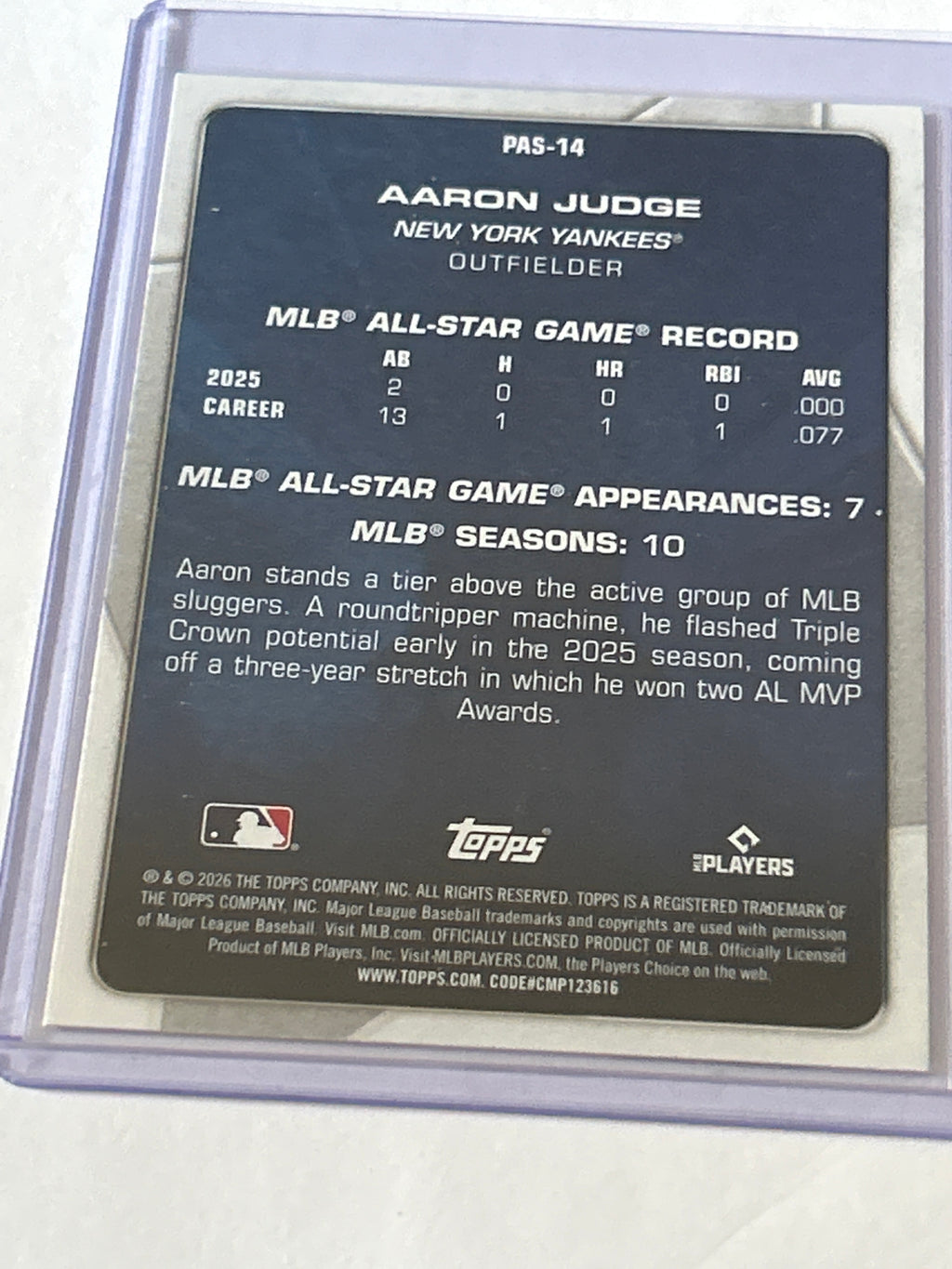 2026 Topps Series 1 - Perennial All-Stars Aaron Judge #PAS-14
