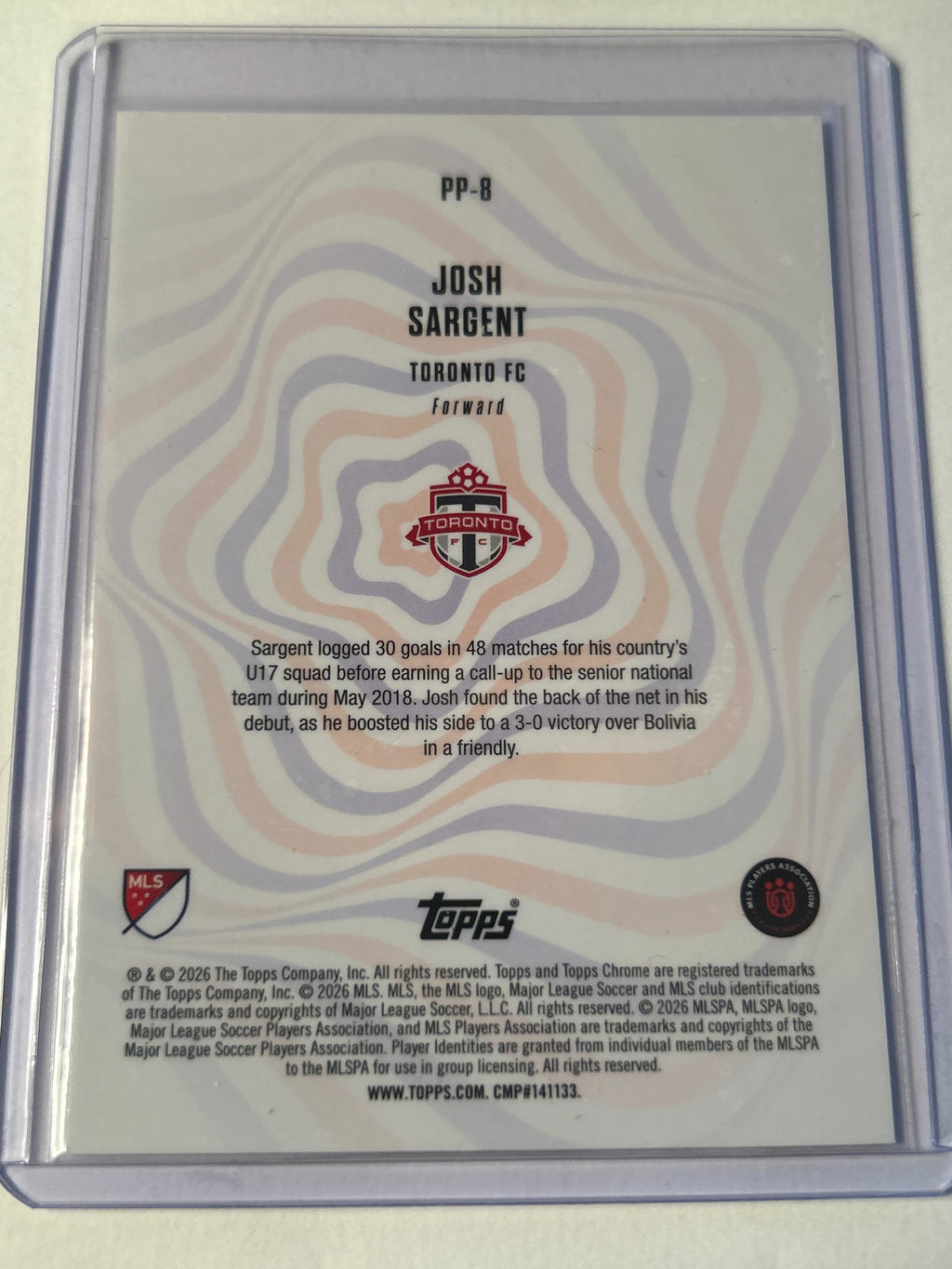 2025 Topps Chrome MLS Patriotic Passion Josh Sargent Toronto FC USMNT Insert