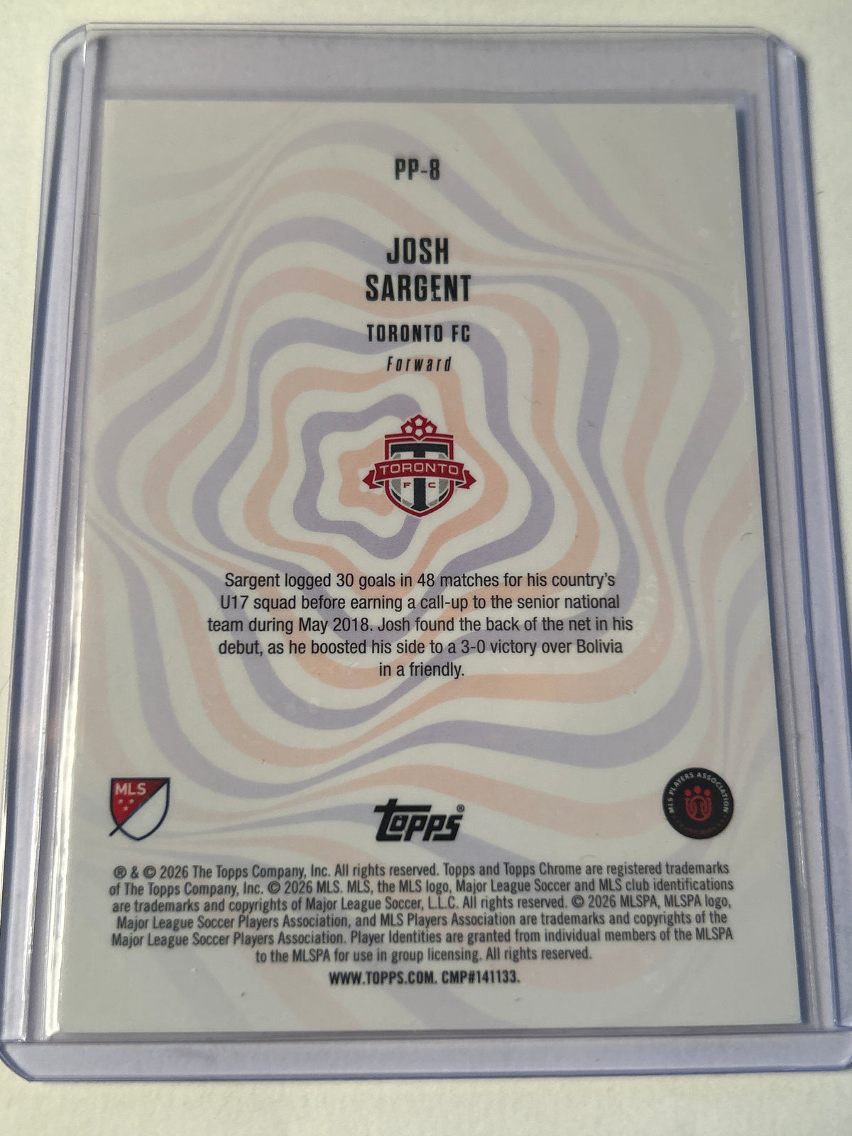 2025 Topps Chrome MLS Patriotic Passion Josh Sargent Toronto FC USMNT Insert