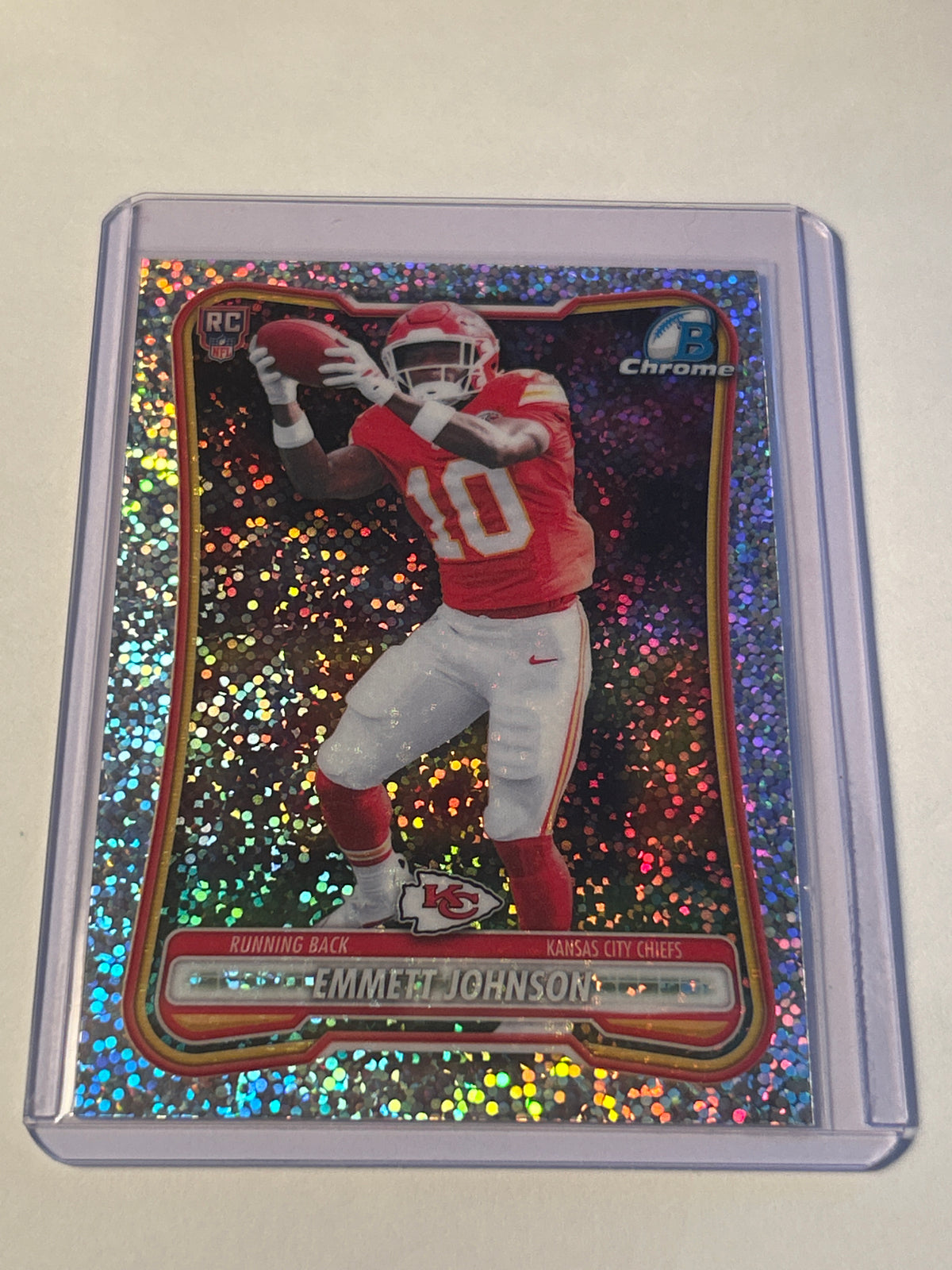 2026 Bowman Chrome #BCV-146 Emmett Johnson Speckle Refractor (RC) Kansas City Chiefs RB