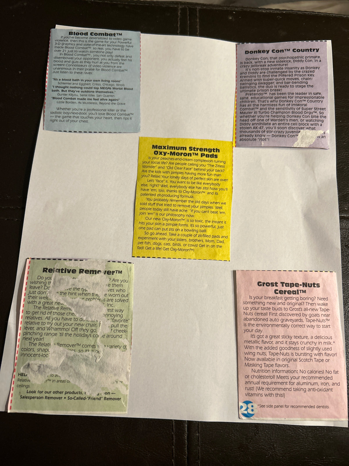 Wacky Parody Card Lot – Set of 5 (Donkey Con, Tape Nuts, Oxy Moron, Blood Kombat, Relative Remover)