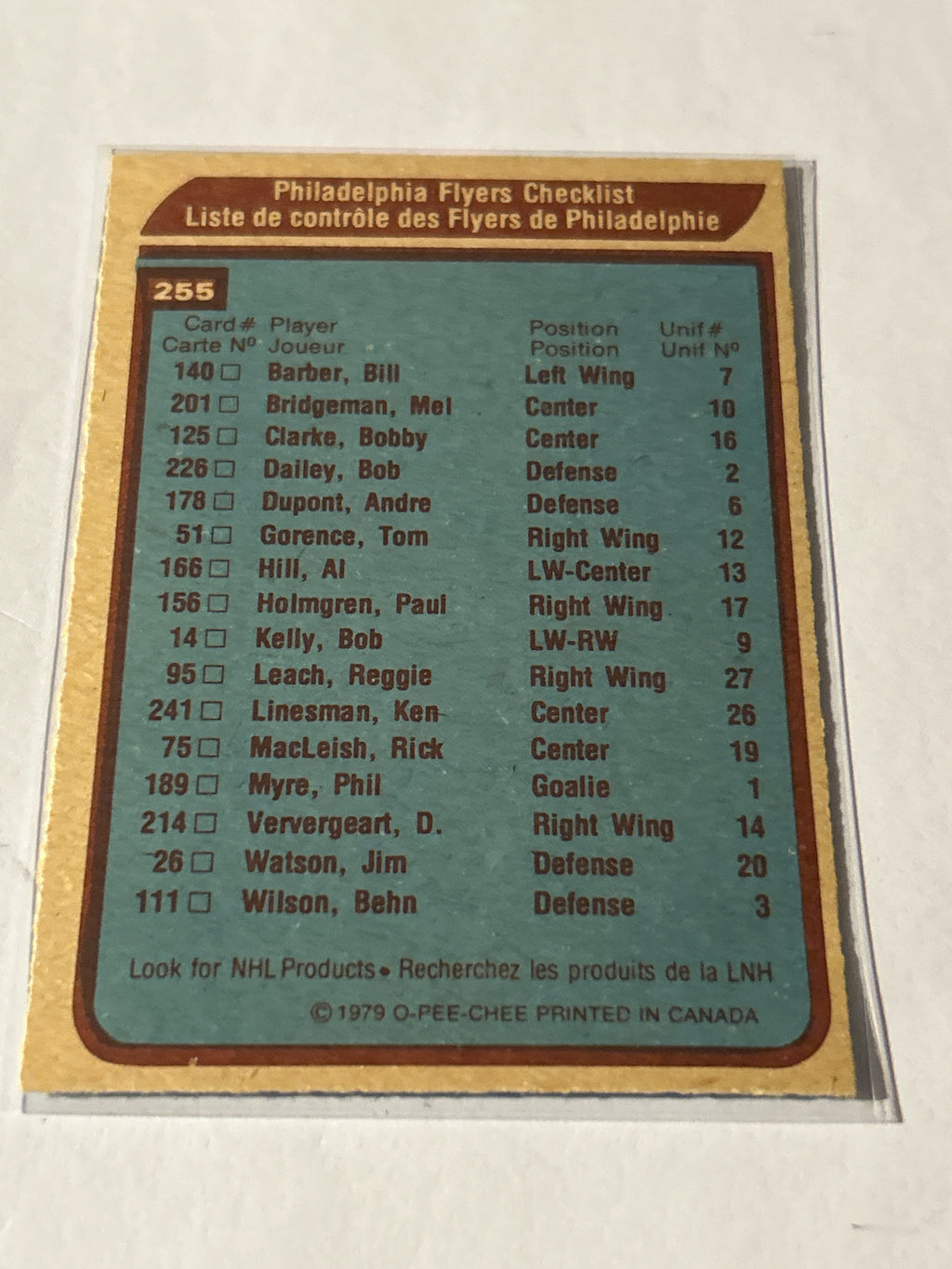 1979-80 O-Pee-Chee - Philadelphia Flyers #255