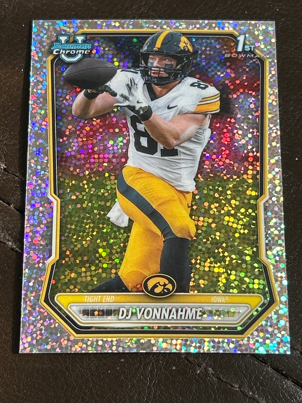 Bowman U Chrome DJ Vonnahme 1st Bowman Speckle Refractor Iowa Hawkeyes TE