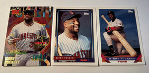 Kirby Puckett 3 Card Lot 1995 Fleer 1992 Topps 1993 Topps Minnesota Twins HOF