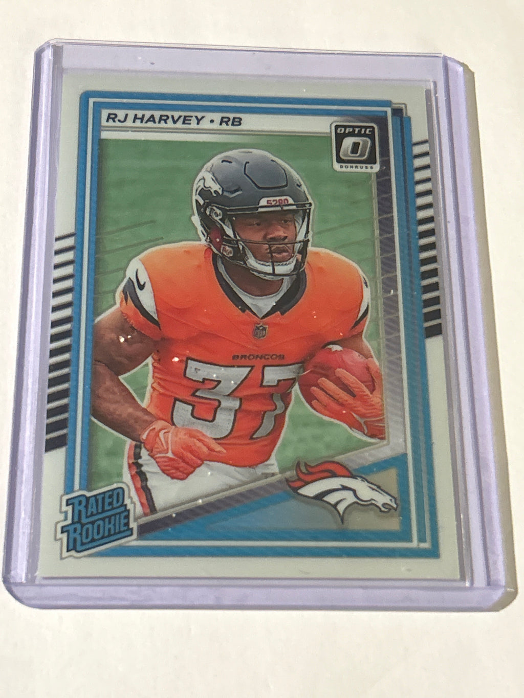 2025 Panini Donruss Optic - Rated Rookie RJ Harvey #208 Holo Prizm (RC)