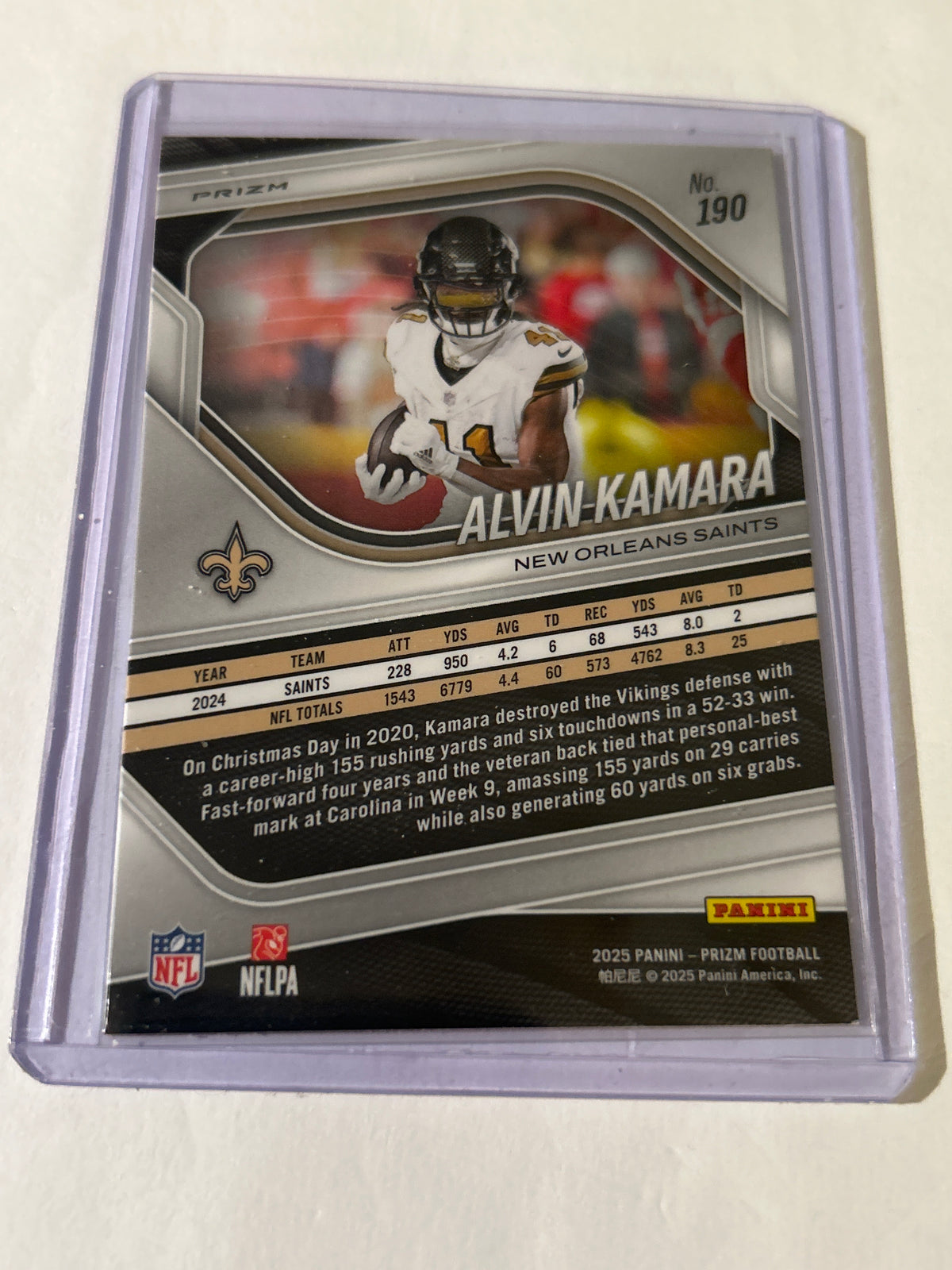2025 Panini Prizm - Alvin Kamara #190 White Disco Prizm