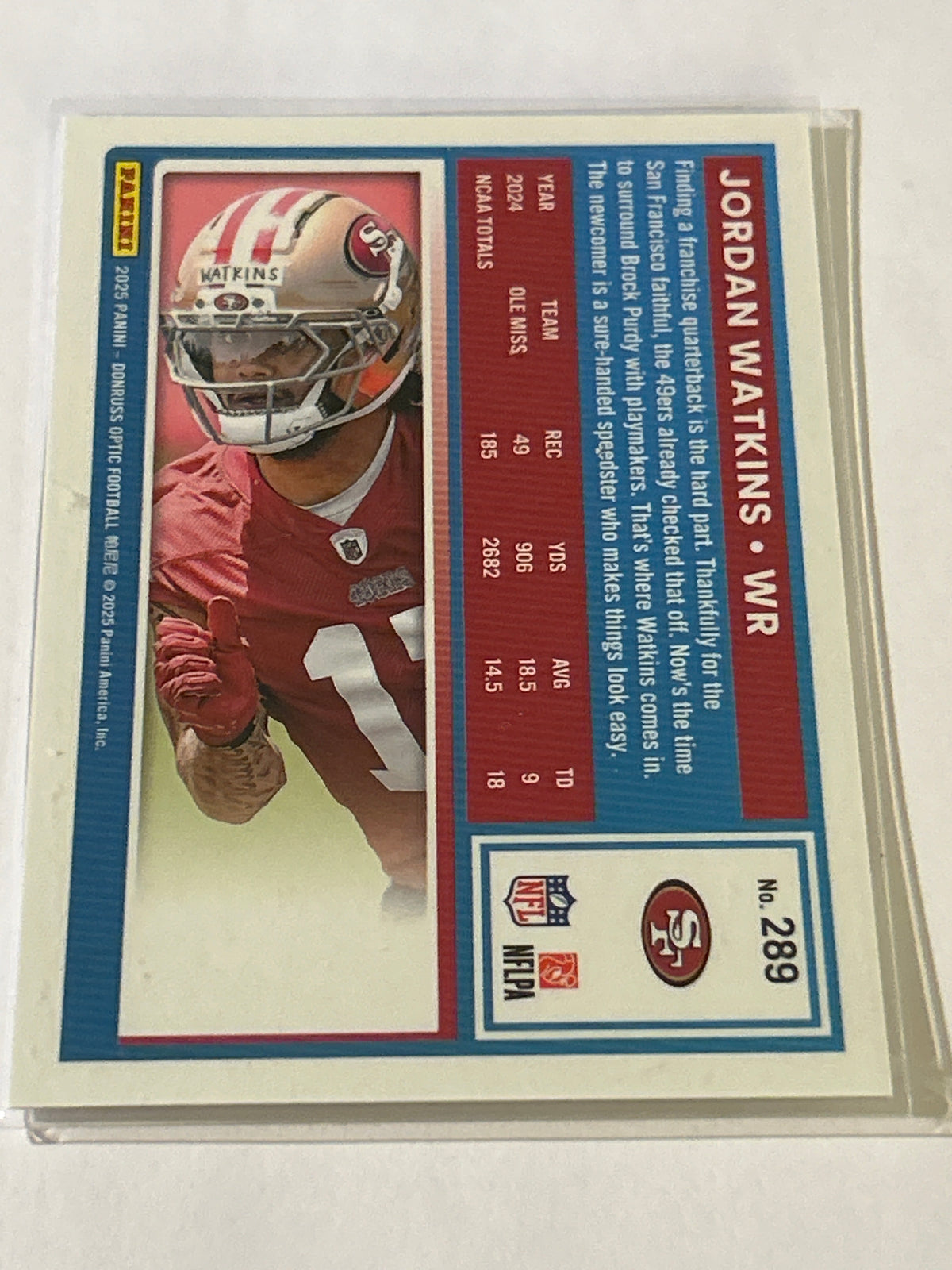2025 Panini Donruss Optic - Rated Rookie Jordan Watkins #289 (RC)